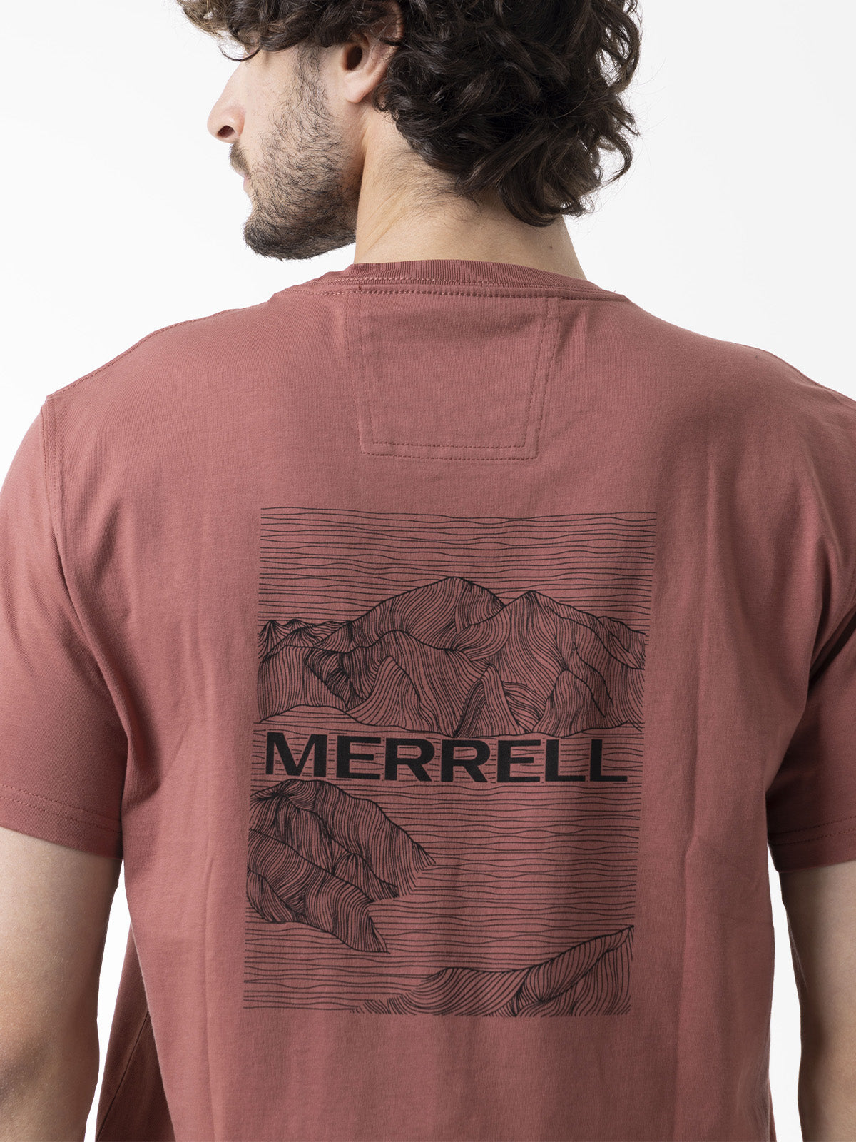 Polera Manga Corta Hombre Backprint Rojo Merrell