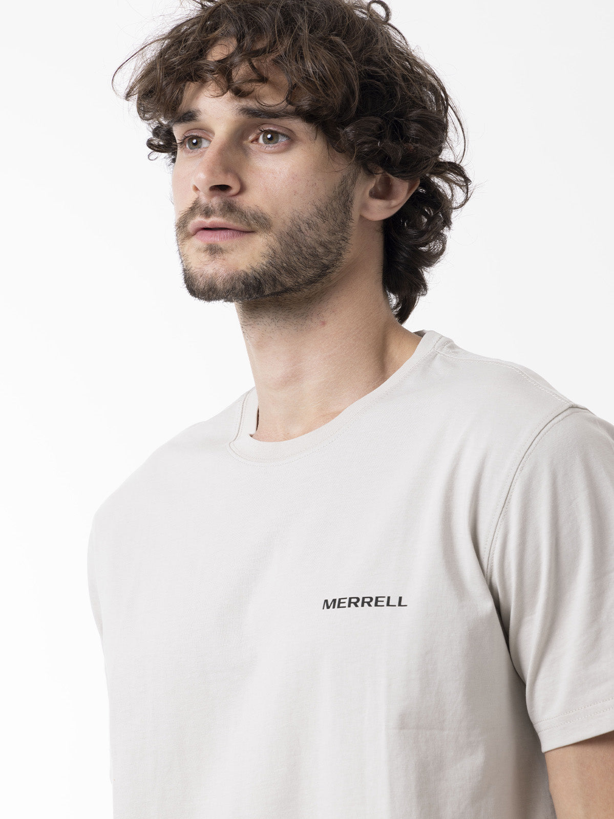 Polera Manga Corta Hombre Backprint Blanco Merrell
