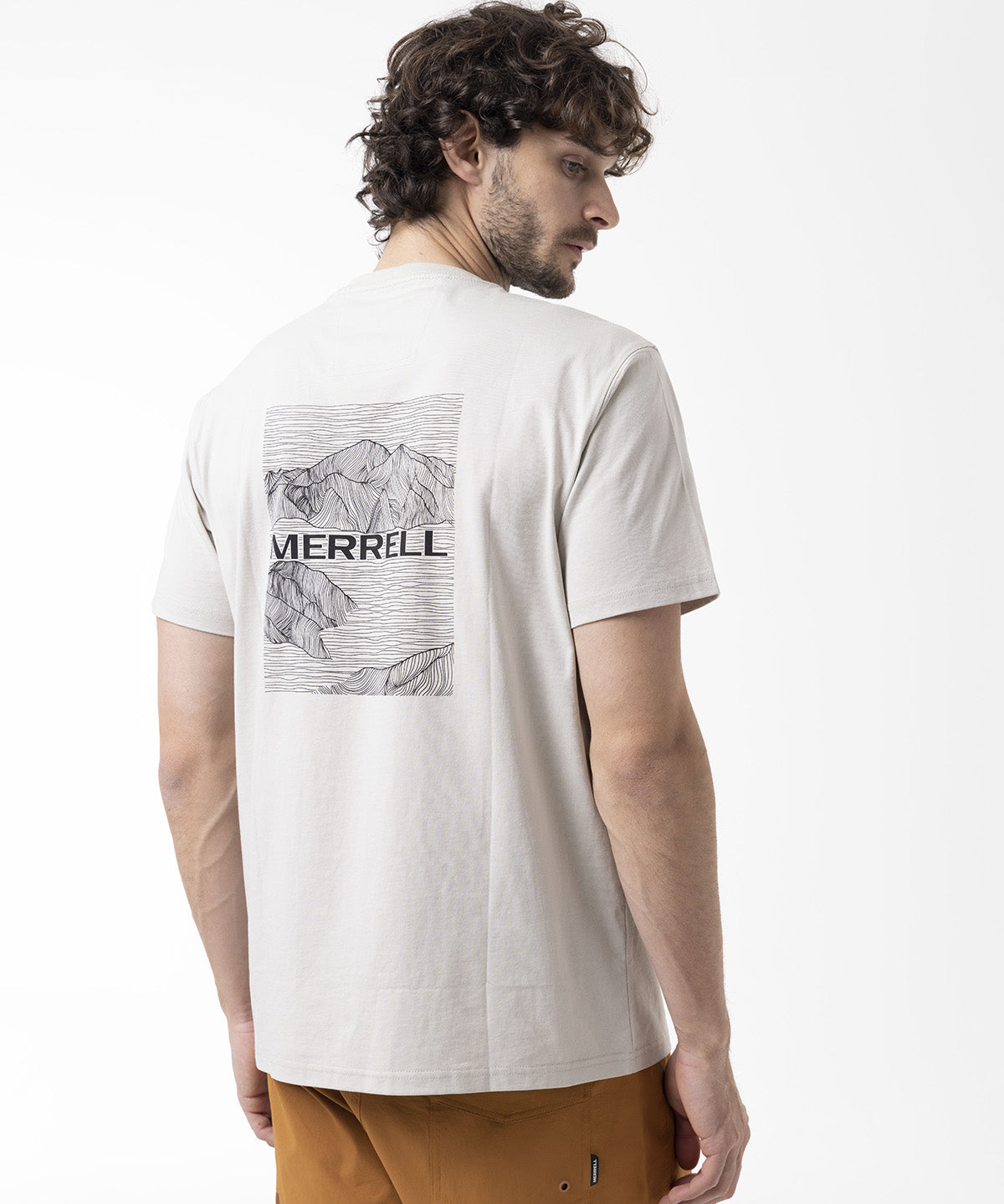 Polera Manga Corta Hombre Backprint Blanco Merrell