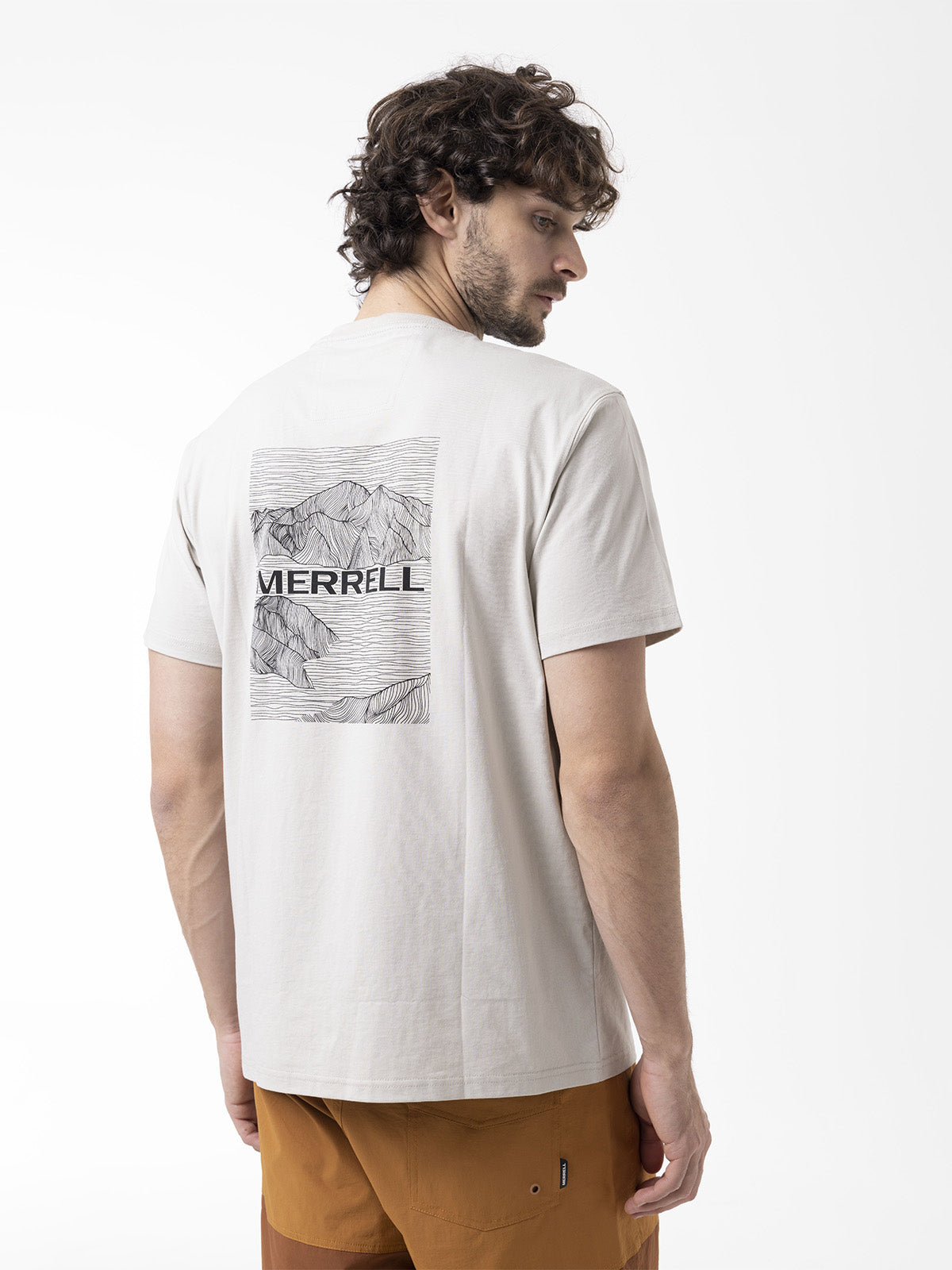 Polera Manga Corta Hombre Backprint Blanco Merrell