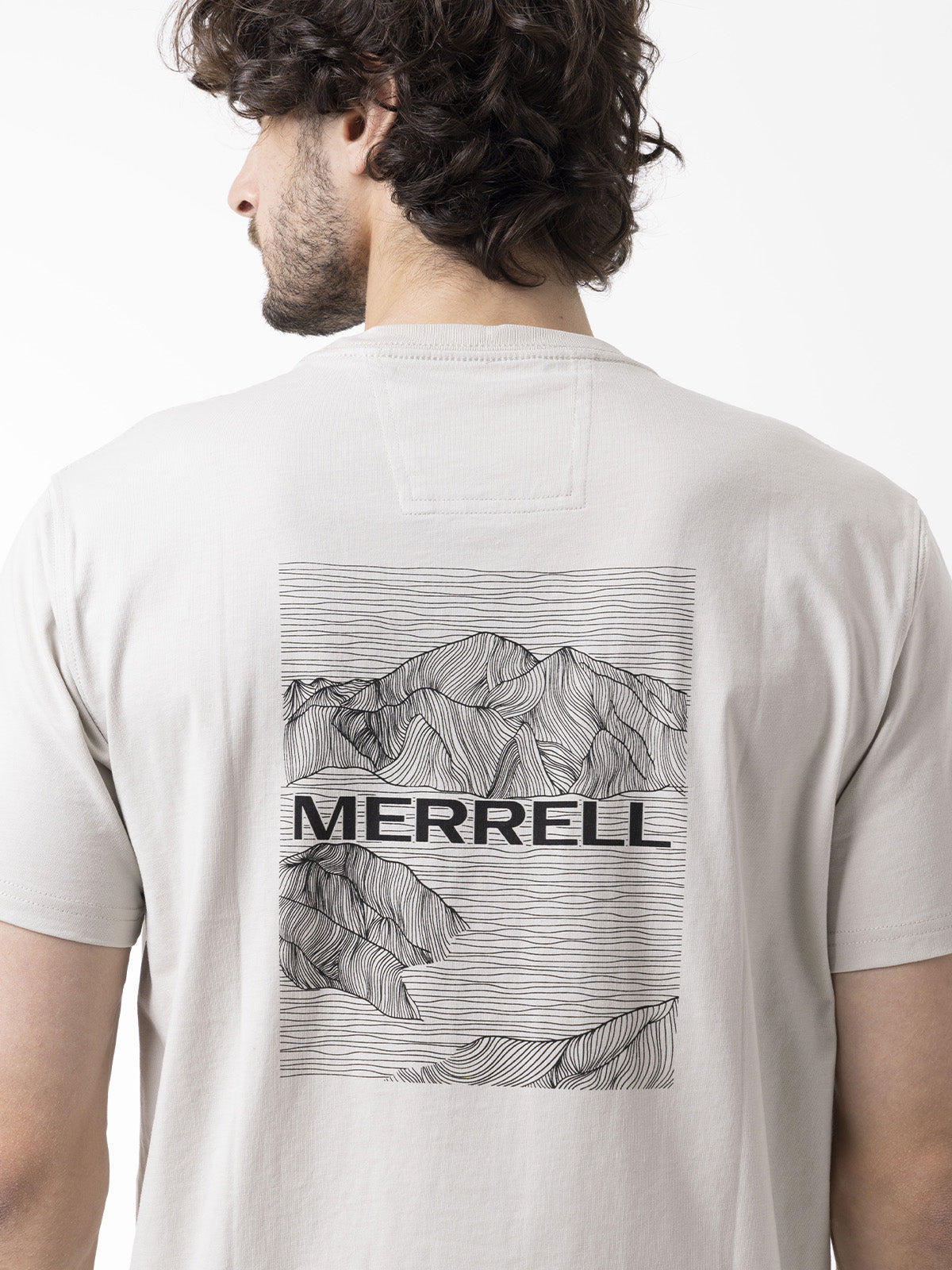 Polera Manga Corta Hombre Backprint Blanco Merrell