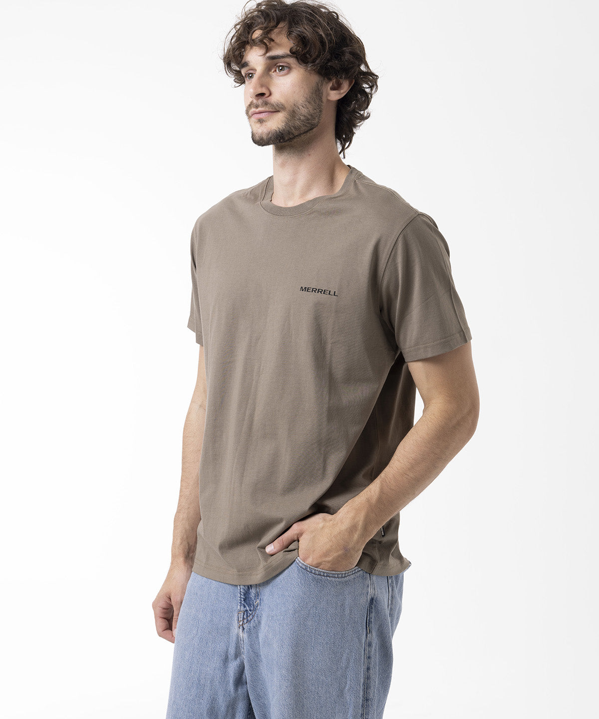 Polera Manga Corta Hombre Backprint Café Merrell