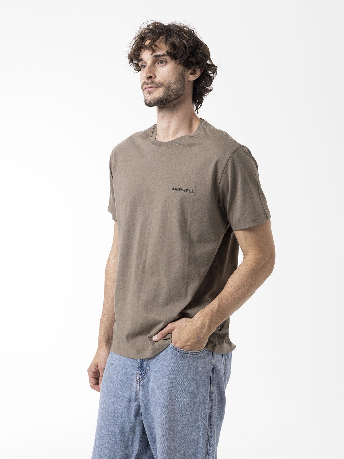 Polera Manga Corta Hombre Backprint Café Merrell