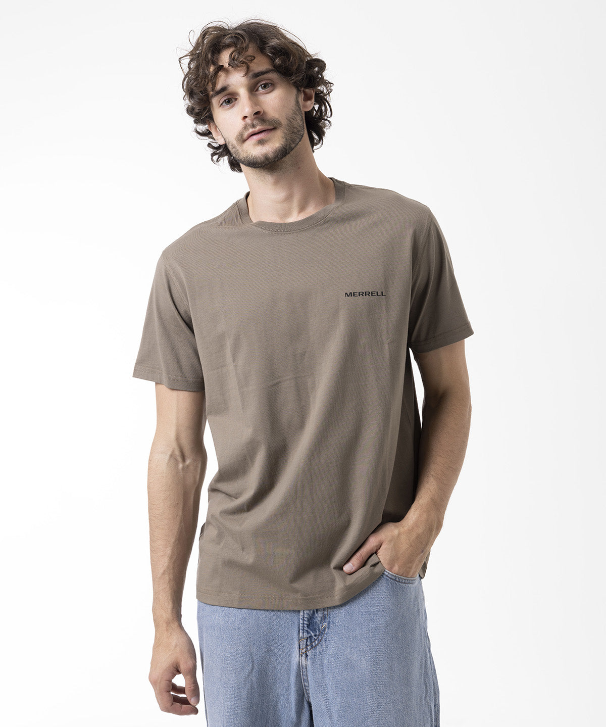 Polera Manga Corta Hombre Backprint Café Merrell