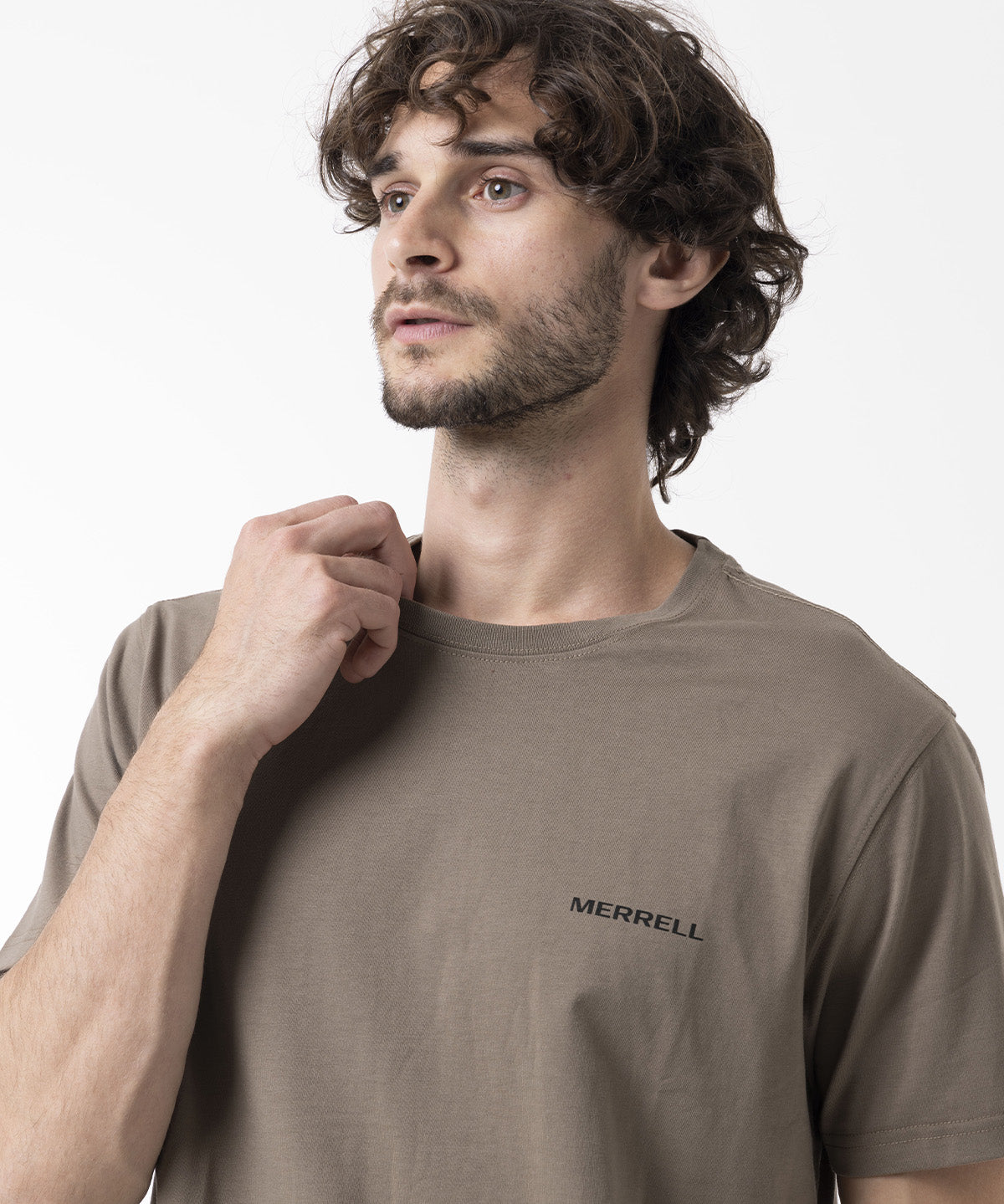 Polera Manga Corta Hombre Backprint Café Merrell