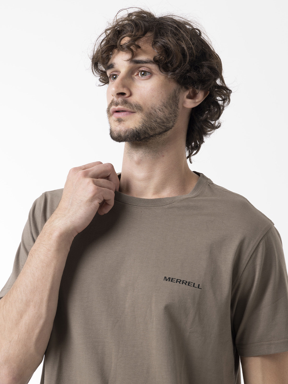 Polera Manga Corta Hombre Backprint Café Merrell
