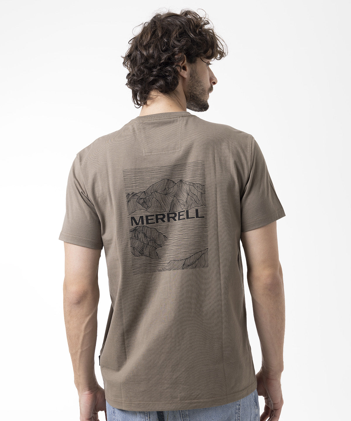 Polera Manga Corta Hombre Backprint Café Merrell