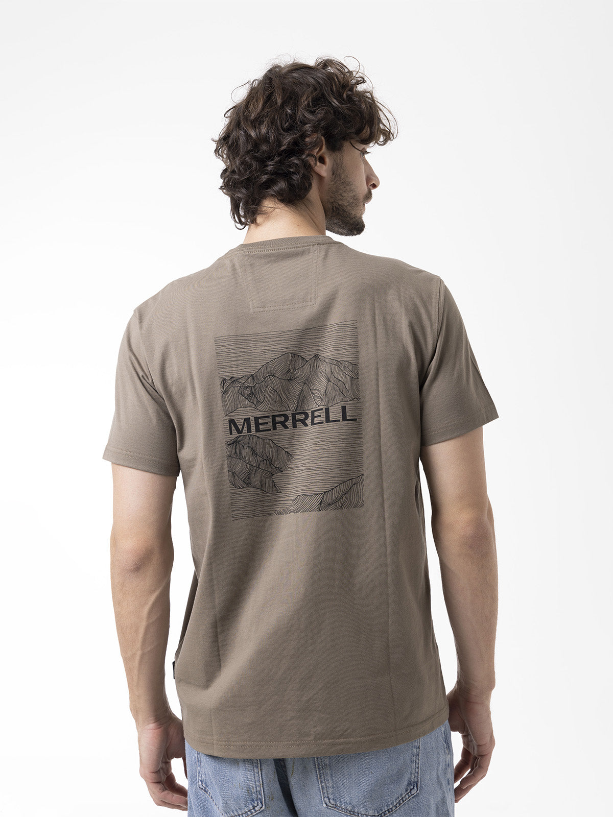 Polera Manga Corta Hombre Backprint Café Merrell