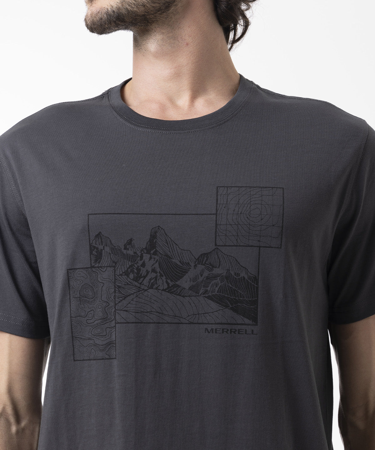 Polera Manga Corta Hombre Graphic Gris Oscuro Merrell