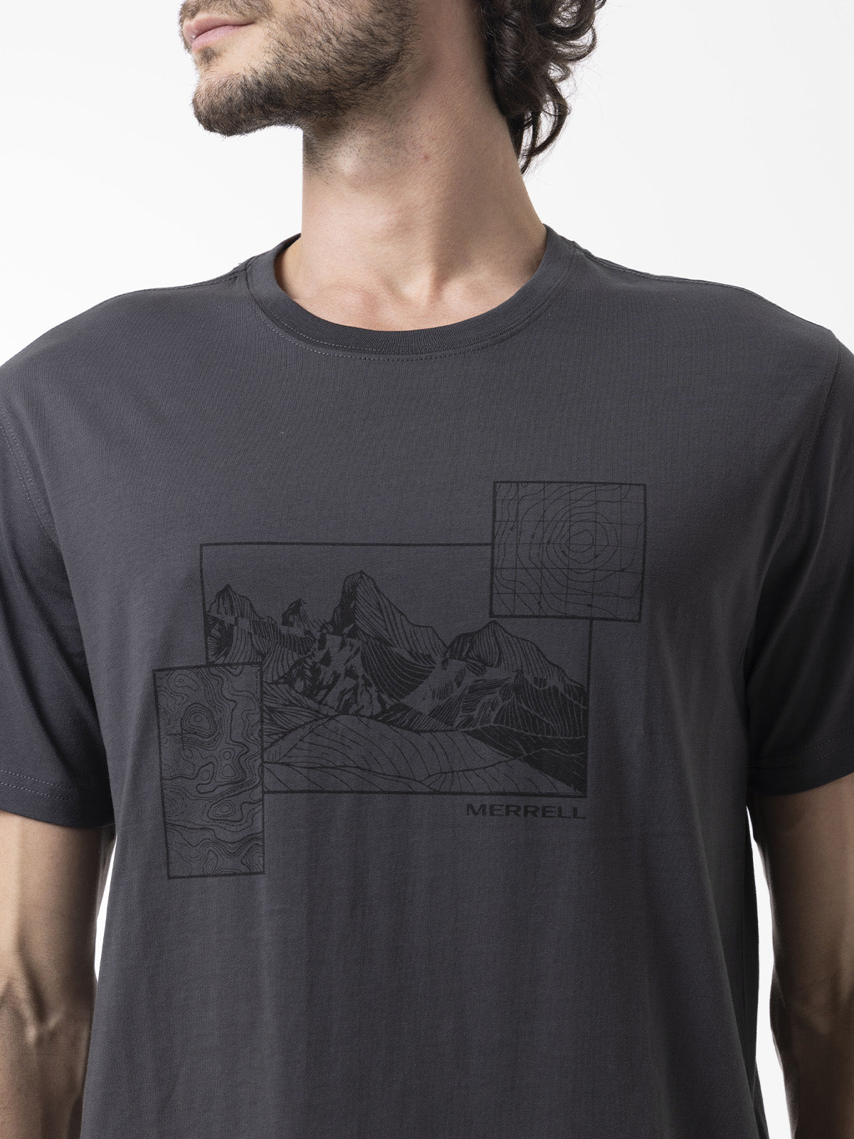 Polera Manga Corta Hombre Graphic Gris Oscuro Merrell