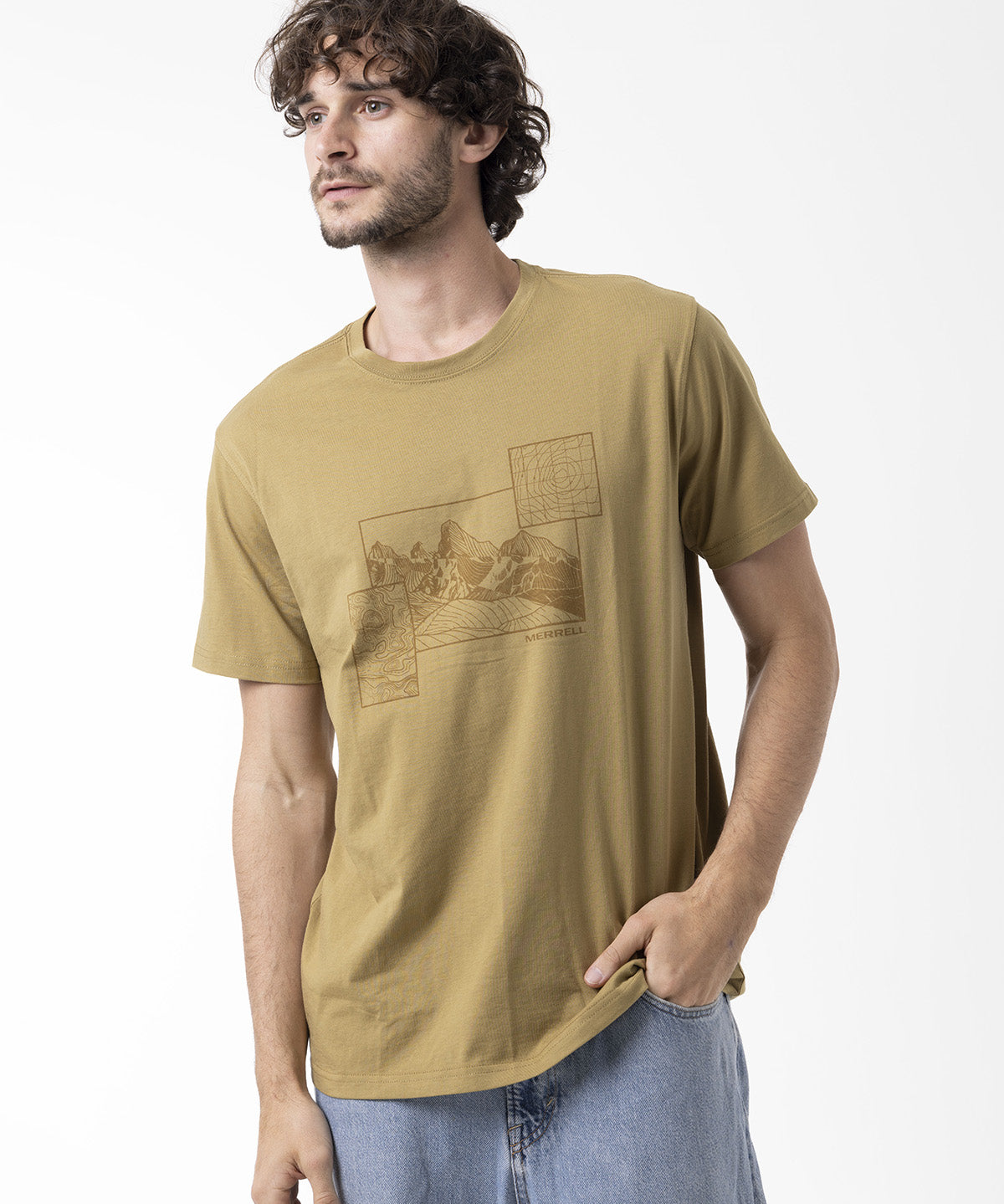 Polera Manga Corta Hombre Graphic Mostaza Merrell