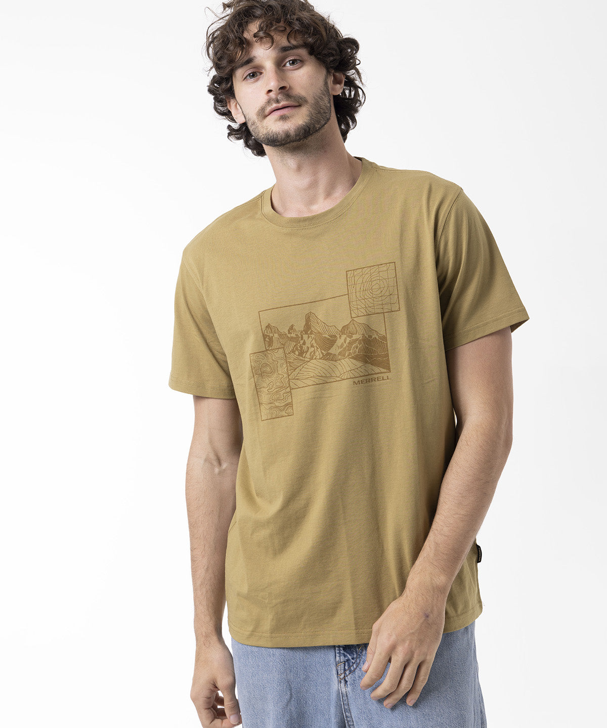 Polera Manga Corta Hombre Graphic Mostaza Merrell