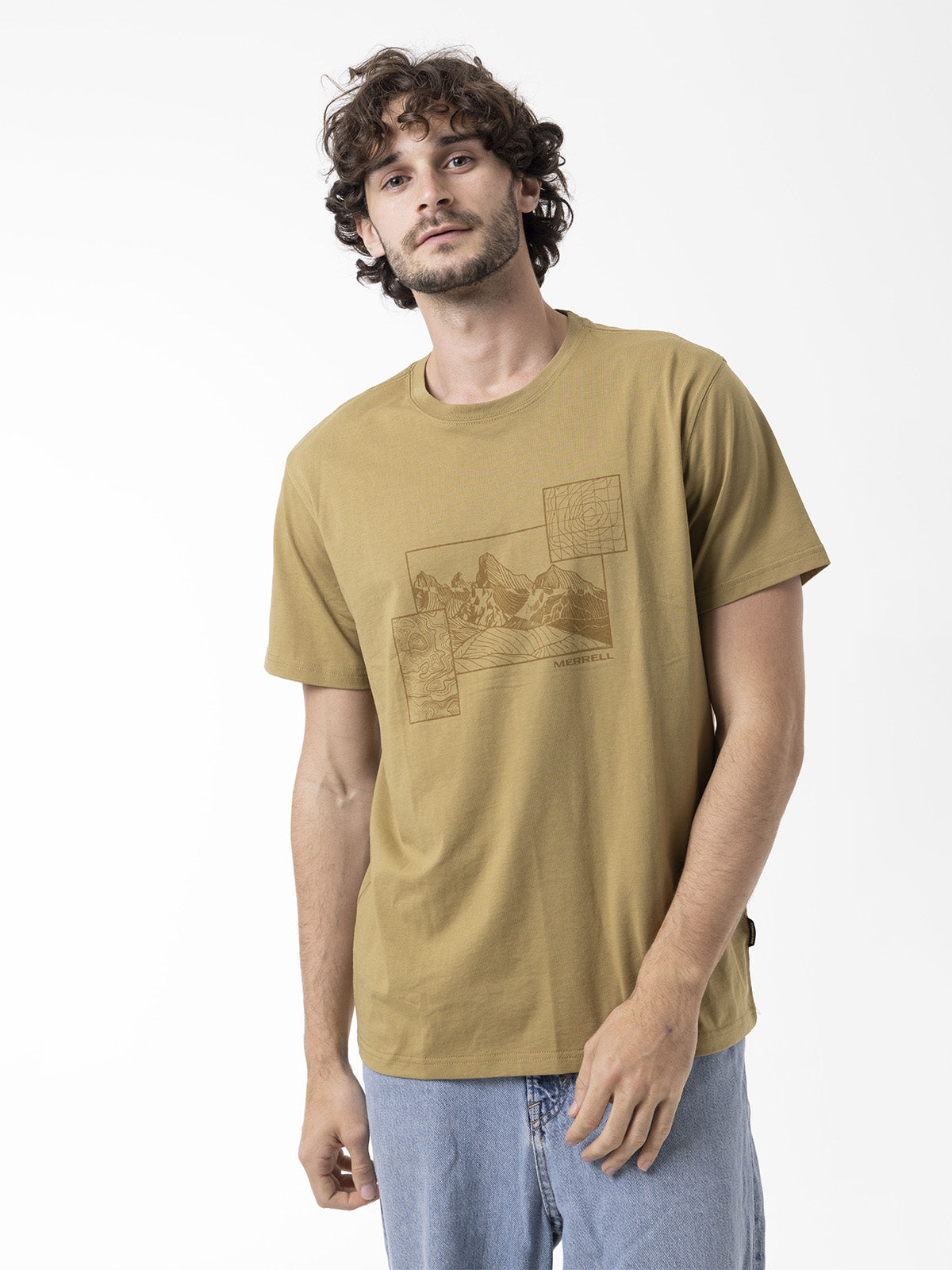 Polera Manga Corta Hombre Graphic Mostaza Merrell