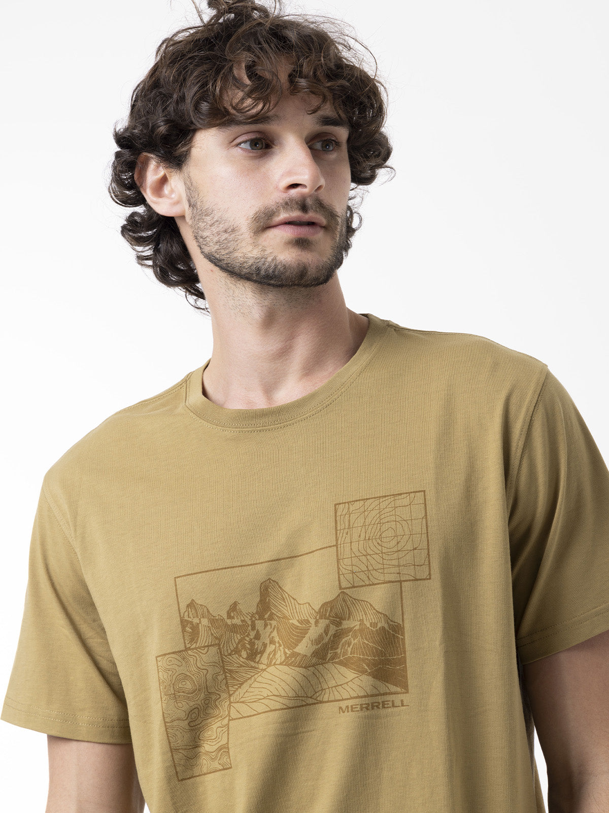 Polera Manga Corta Hombre Graphic Mostaza Merrell