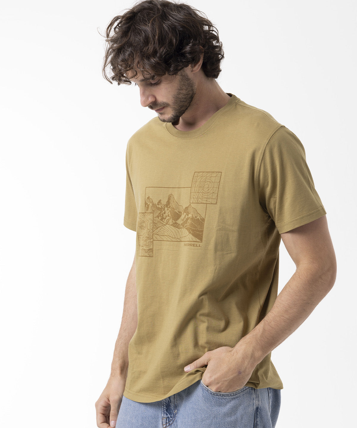 Polera Manga Corta Hombre Graphic Mostaza Merrell