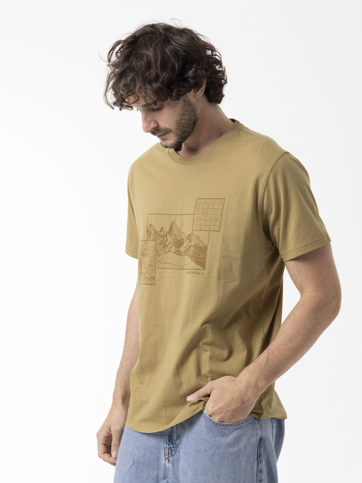 Polera Manga Corta Hombre Graphic Mostaza Merrell