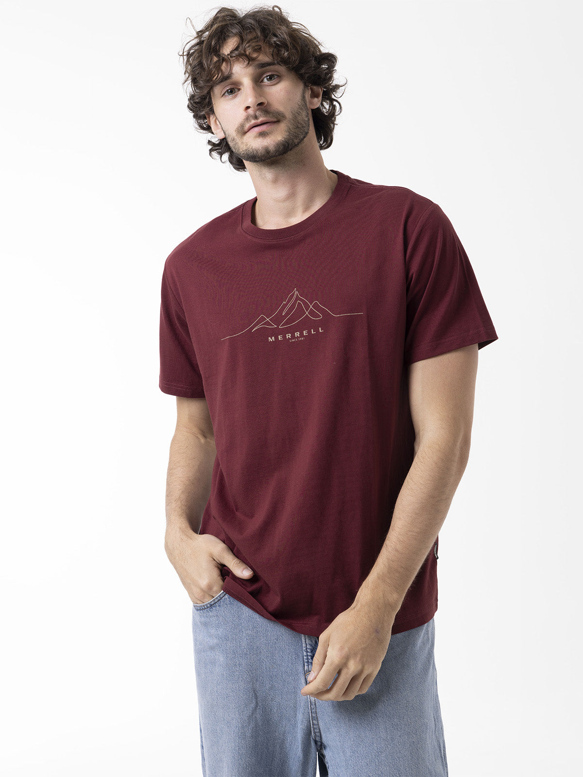 Polera Manga Corta Hombre Logo Core Rojo Merrell