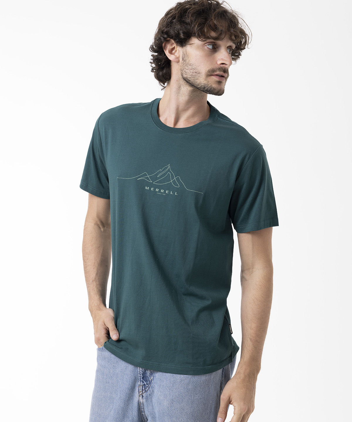 Polera Manga Corta Hombre Logo Core Verde Merrell