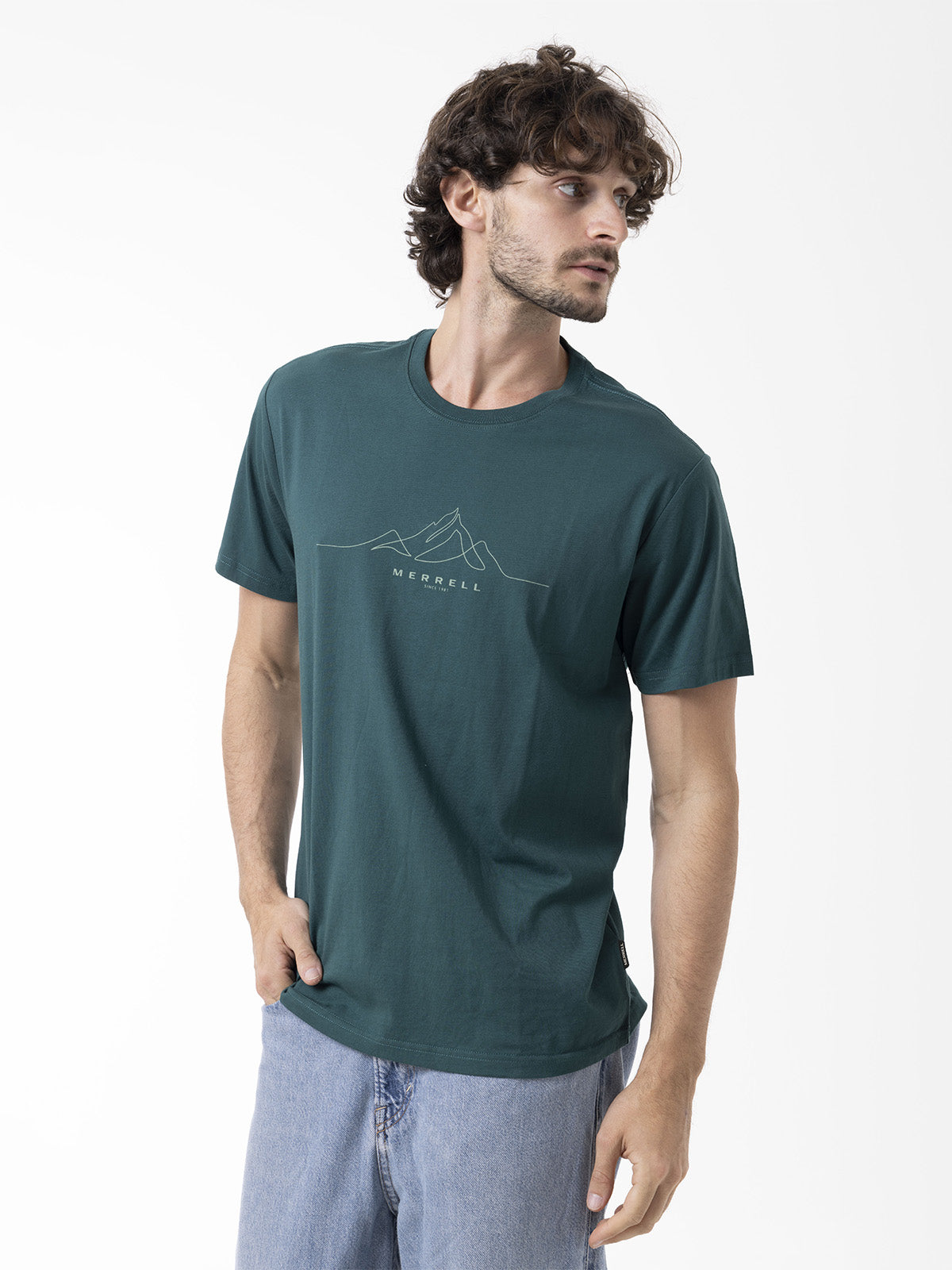 Polera Manga Corta Hombre Logo Core Verde Merrell
