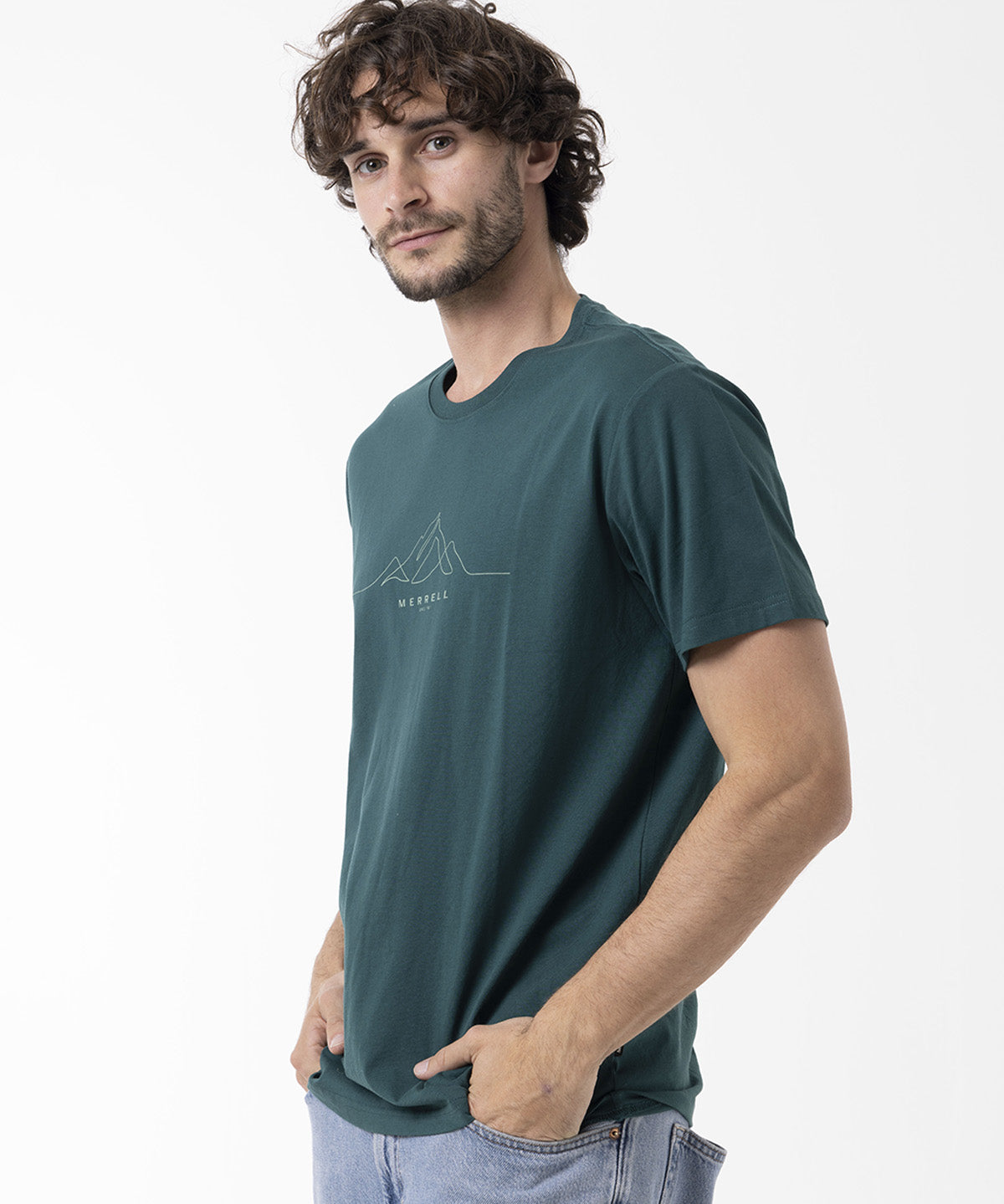 Polera Manga Corta Hombre Logo Core Verde Merrell