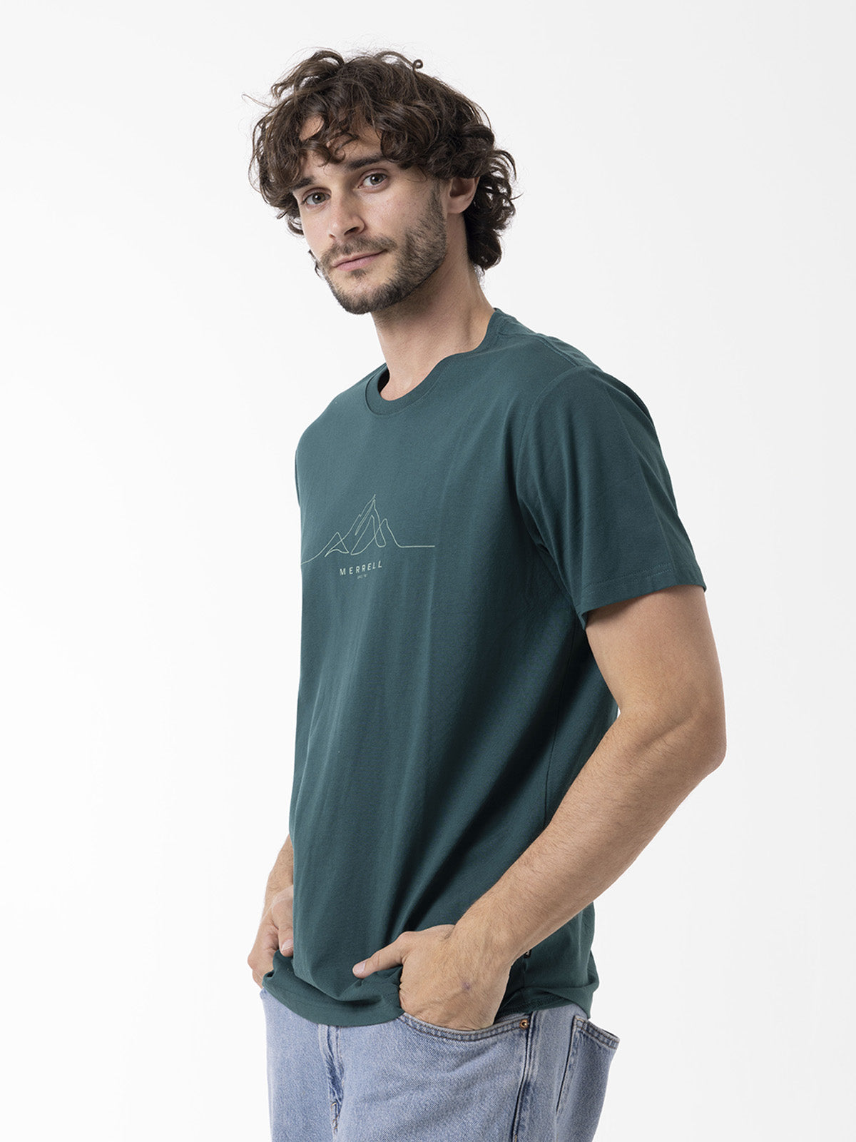 Polera Manga Corta Hombre Logo Core Verde Merrell