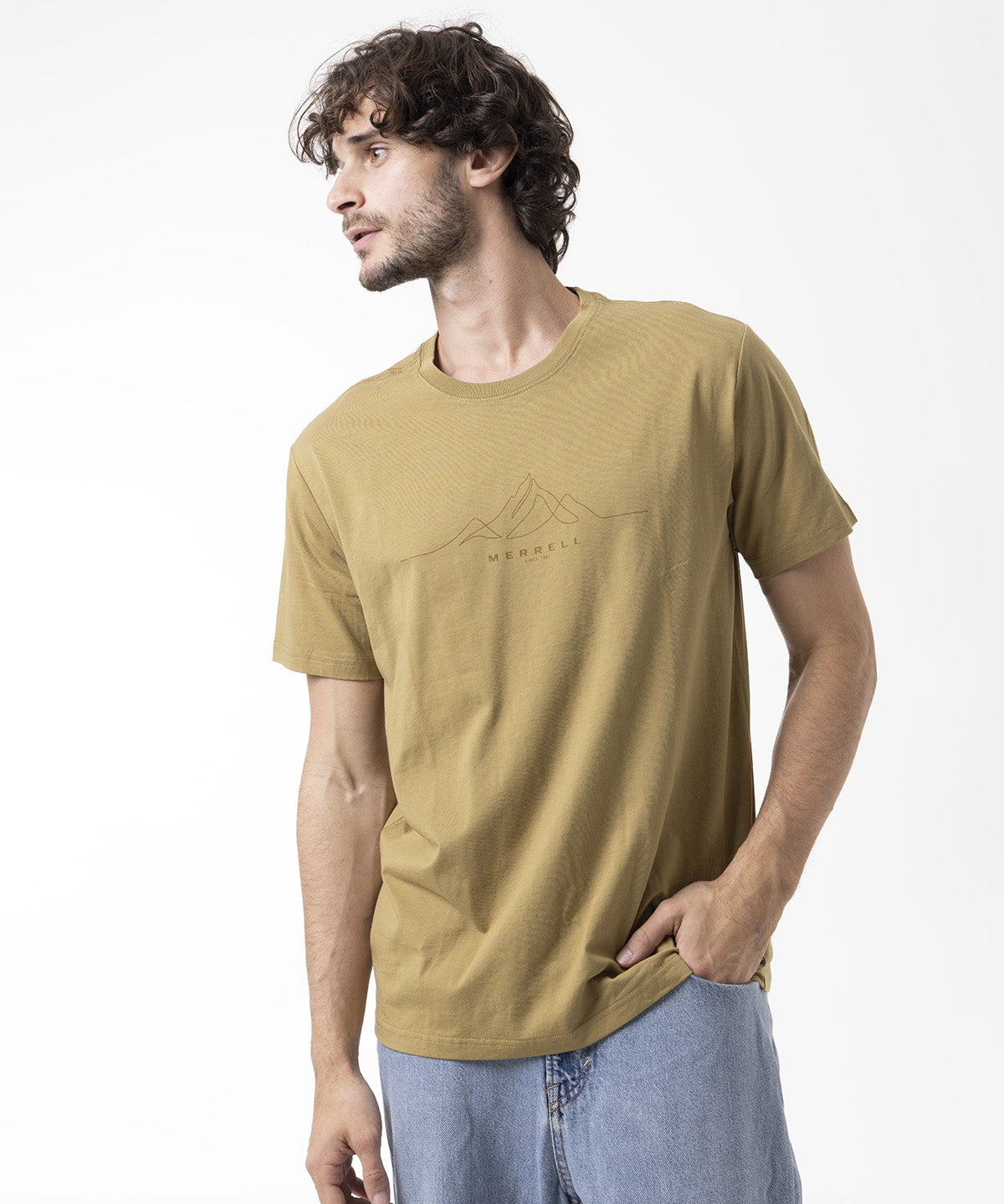 Polera Manga Corta Hombre Logo Core Mostaza Merrell
