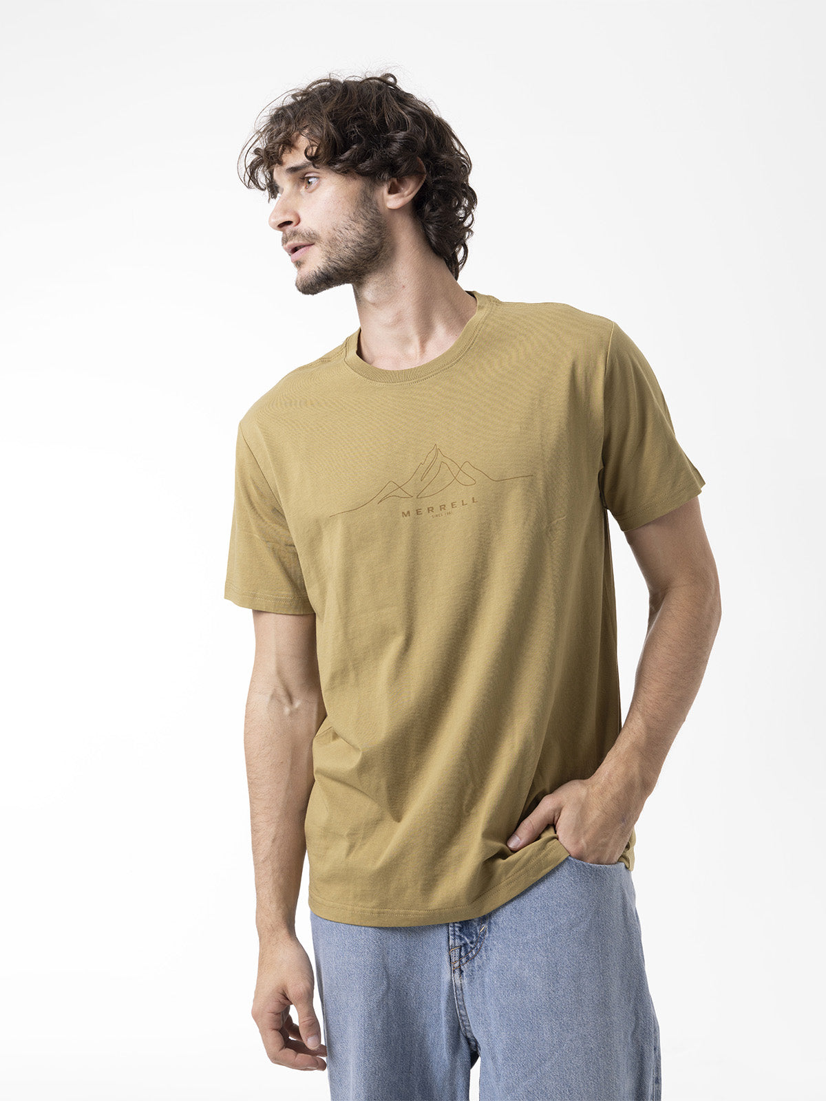 Polera Manga Corta Hombre Logo Core Mostaza Merrell