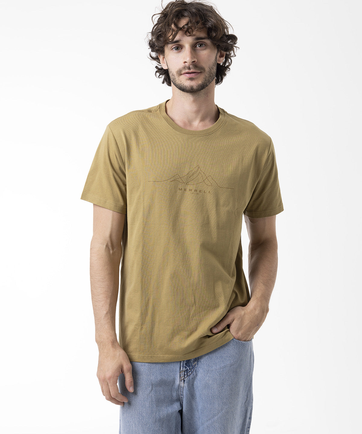 Polera Manga Corta Hombre Logo Core Mostaza Merrell