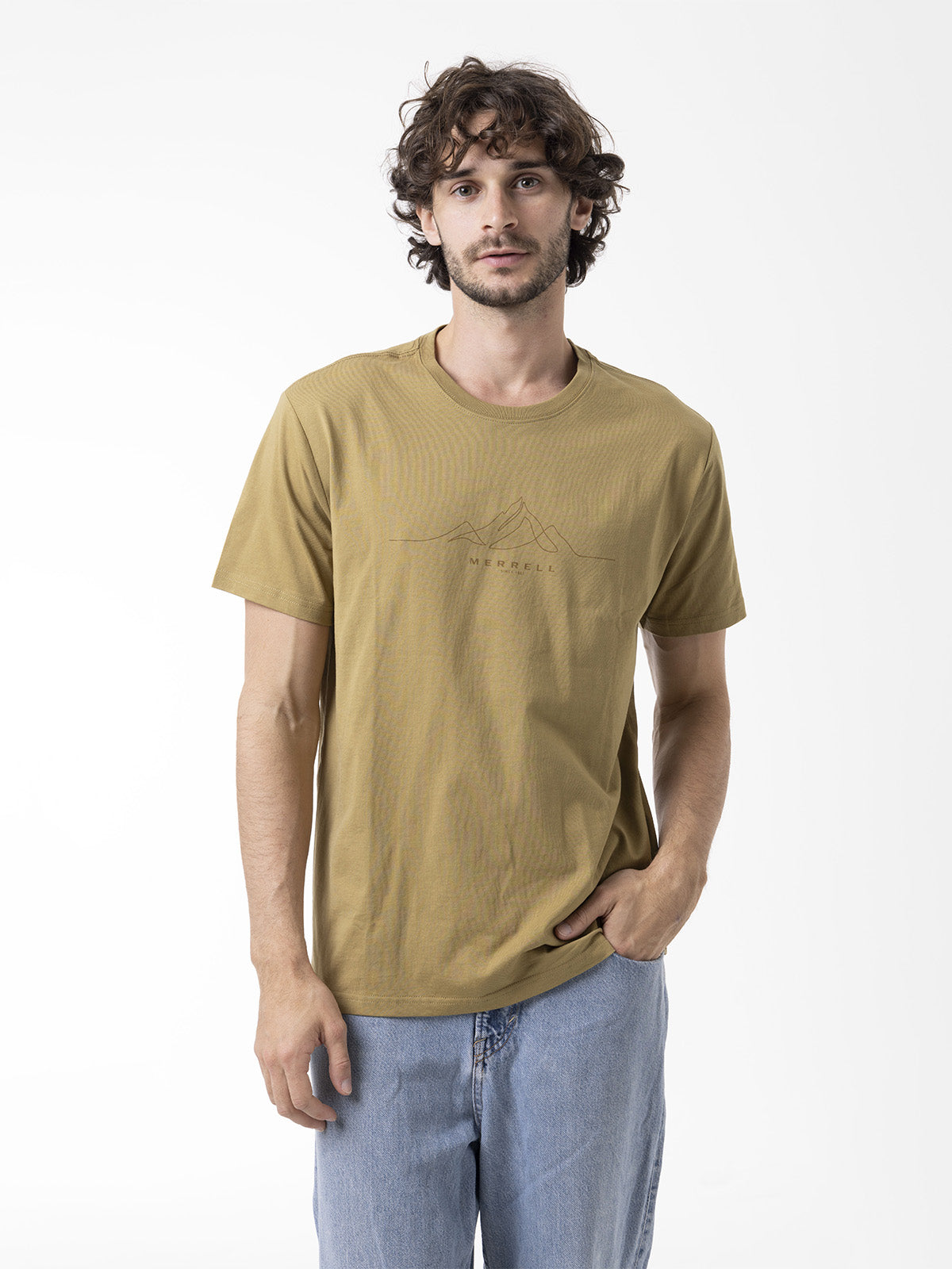 Polera Manga Corta Hombre Logo Core Mostaza Merrell