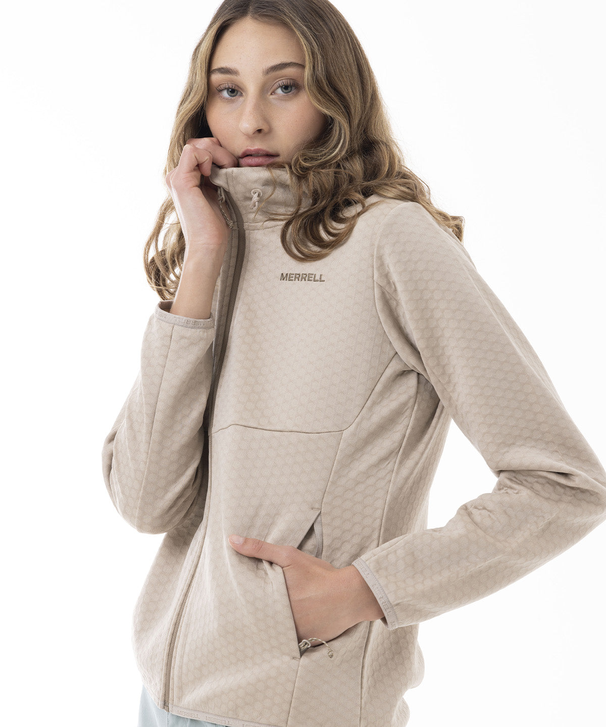 Polerón Mujer Hex Grid Fleece Beige Merrell