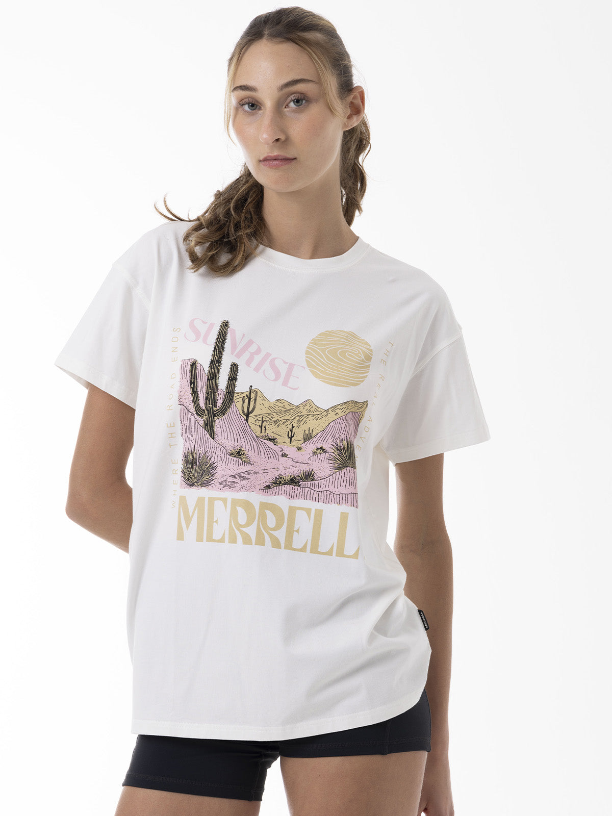 Polera Manga Corta Mujer Bigprint Bamboo Blanco Merrell