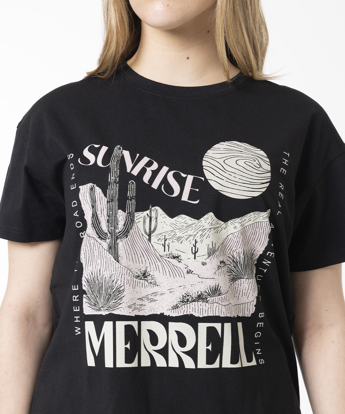 Polera Manga Corta Mujer Bigprint Bamboo Negro Merrell