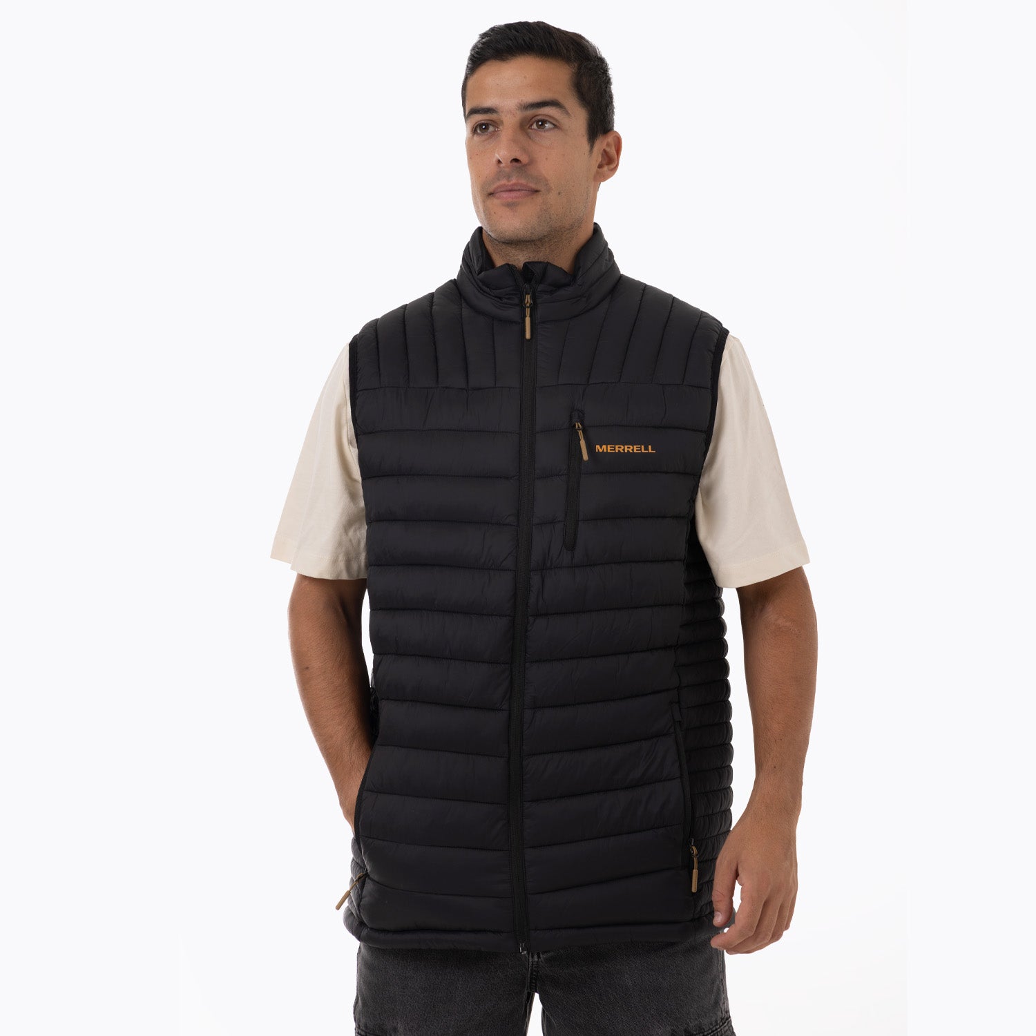 Parka Sin Mangas Hombre Full Zipper Negro Merrell