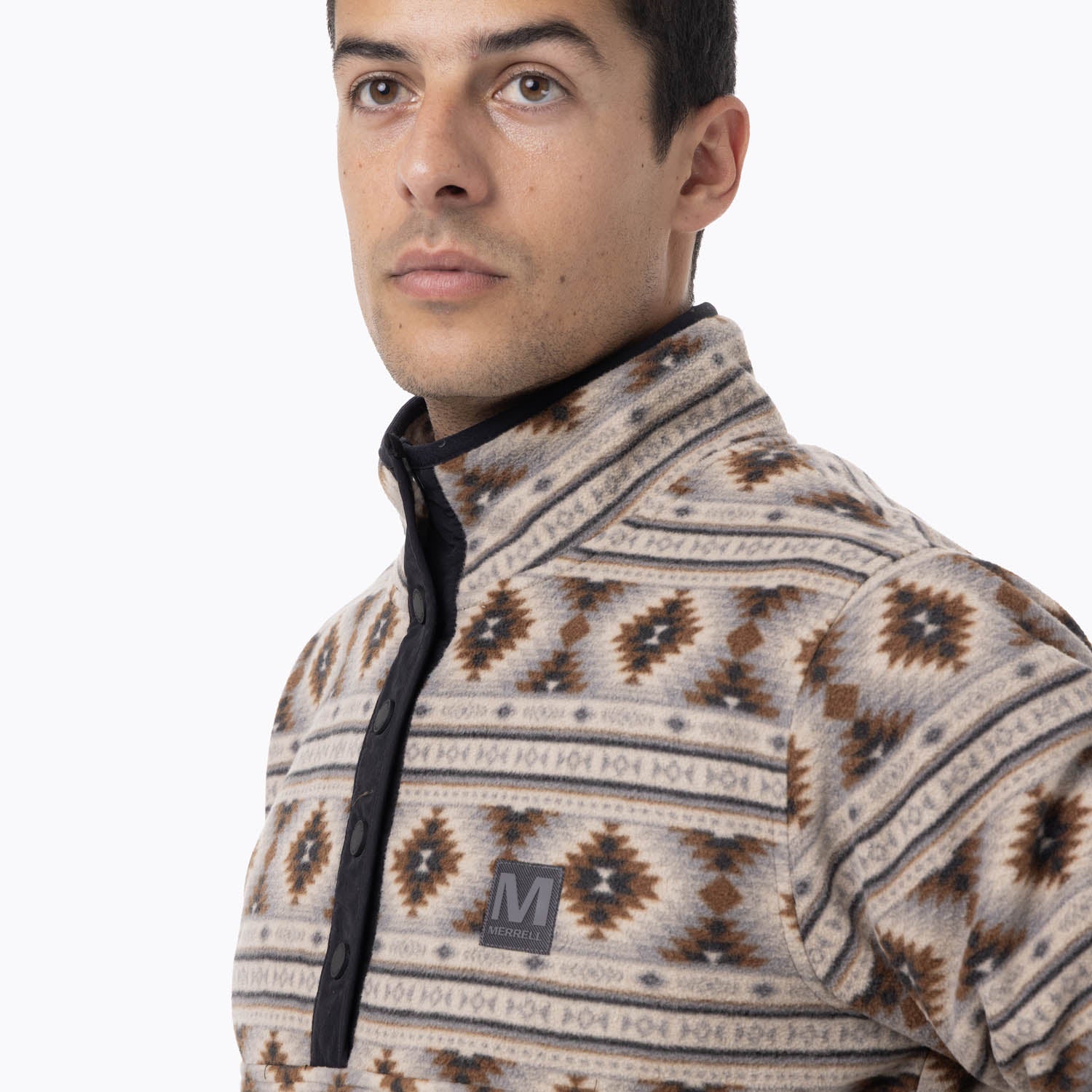 Polar Hombre Deches Full Print Snap Microfleece Multicolor Gris