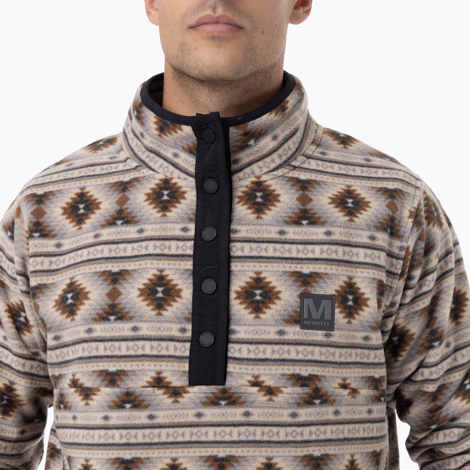 Polar Hombre Deches Full Print Snap Microfleece Multicolor Gris