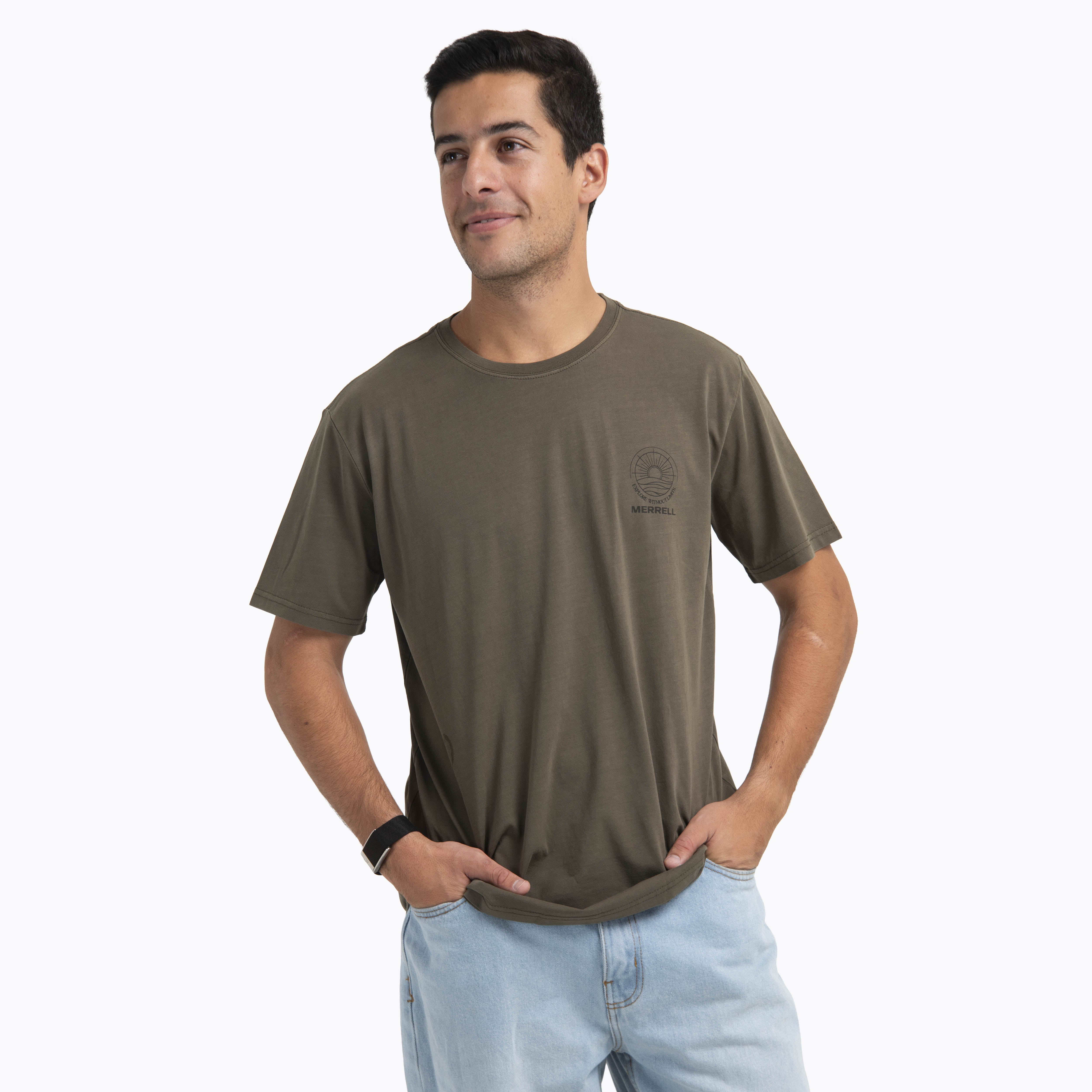 Polera Manga Corta Hombre Oeches Verde Oscuro Merrell
