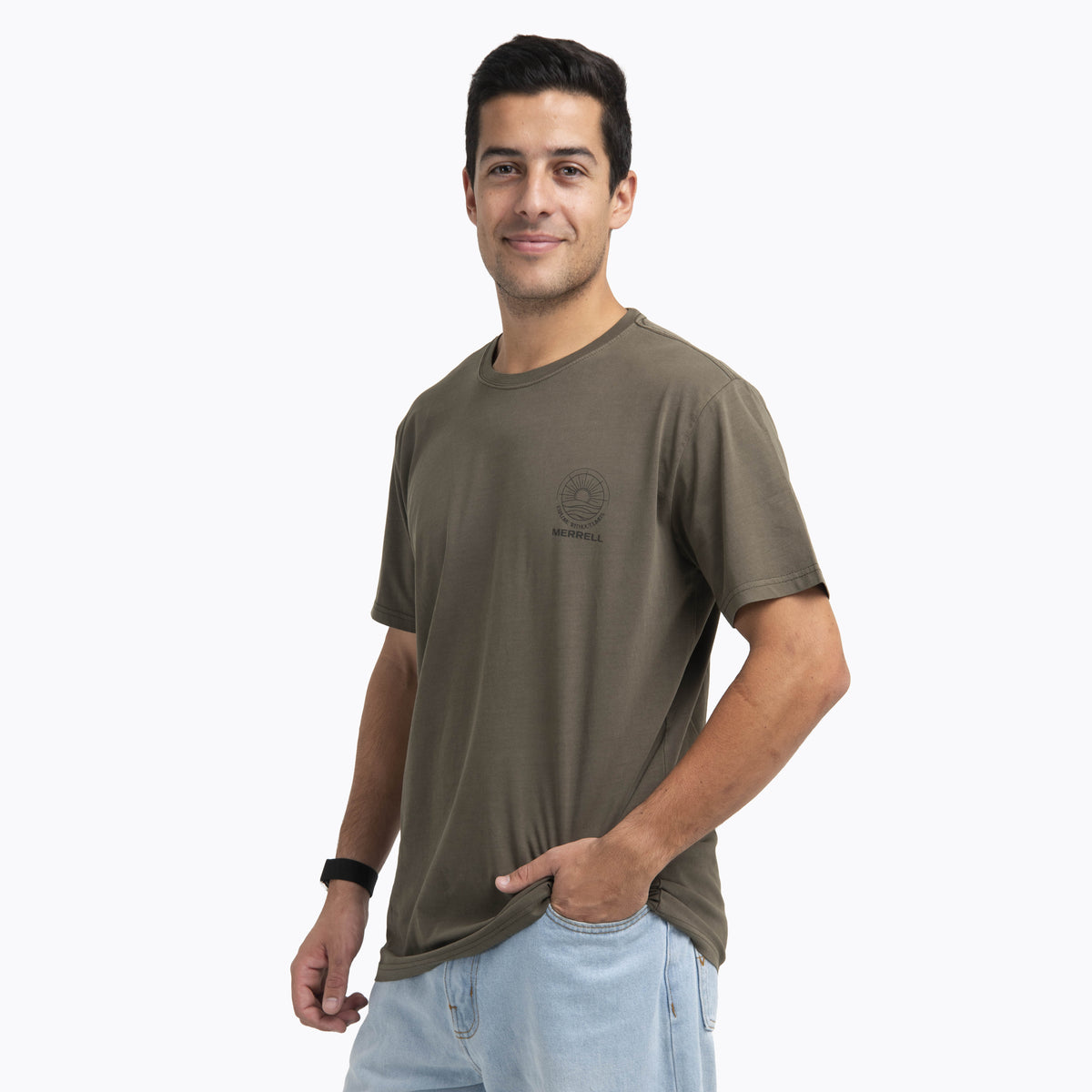 Polera Manga Corta Hombre Oeches Verde Oscuro Merrell