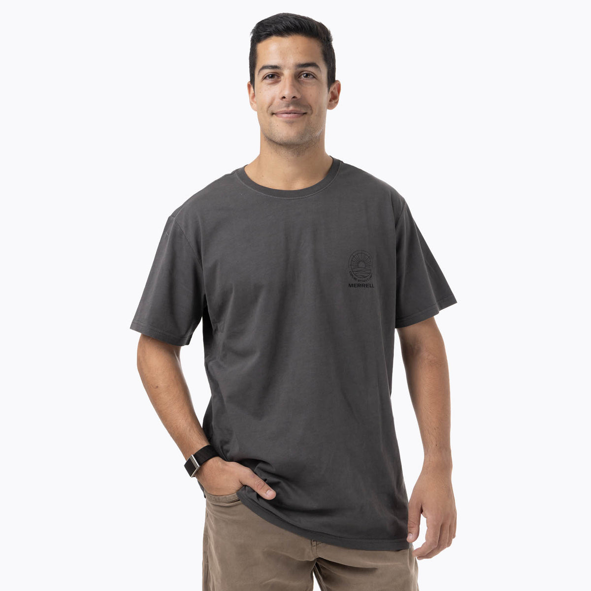 Polera Manga Corta Hombre Oeches Gris Oscuro Merrell