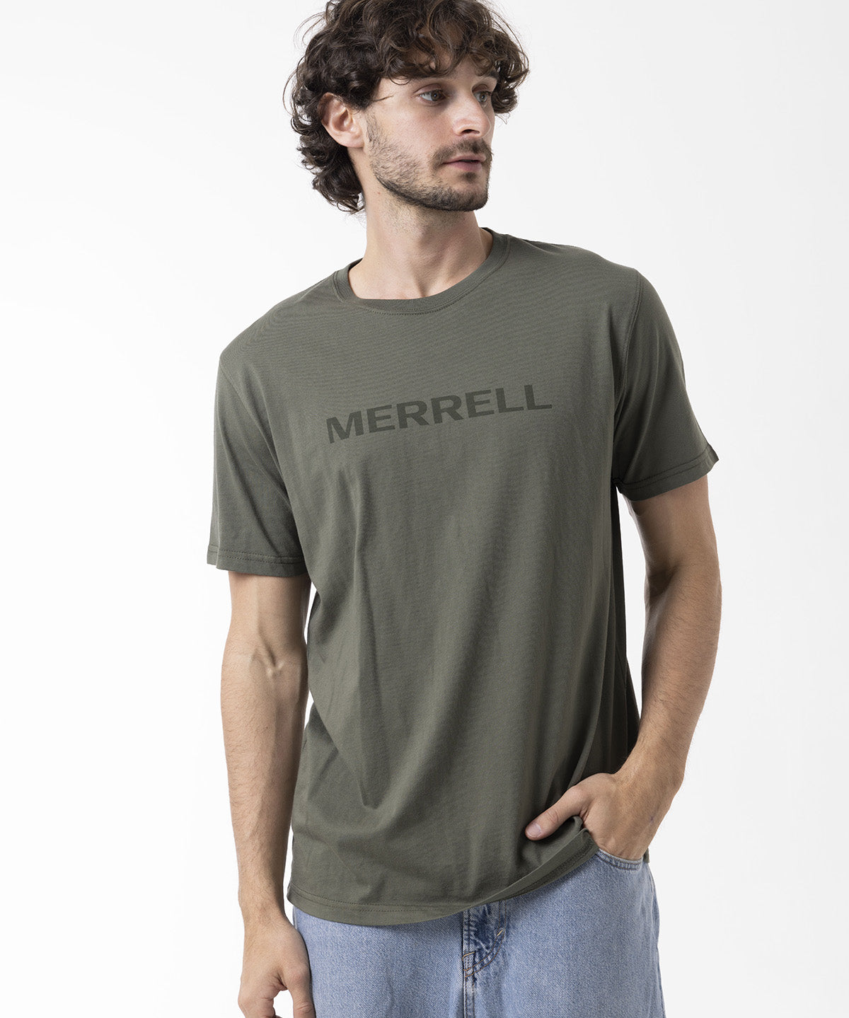 Polera Manga Corta Hombre Logo Tee Verde Merrell