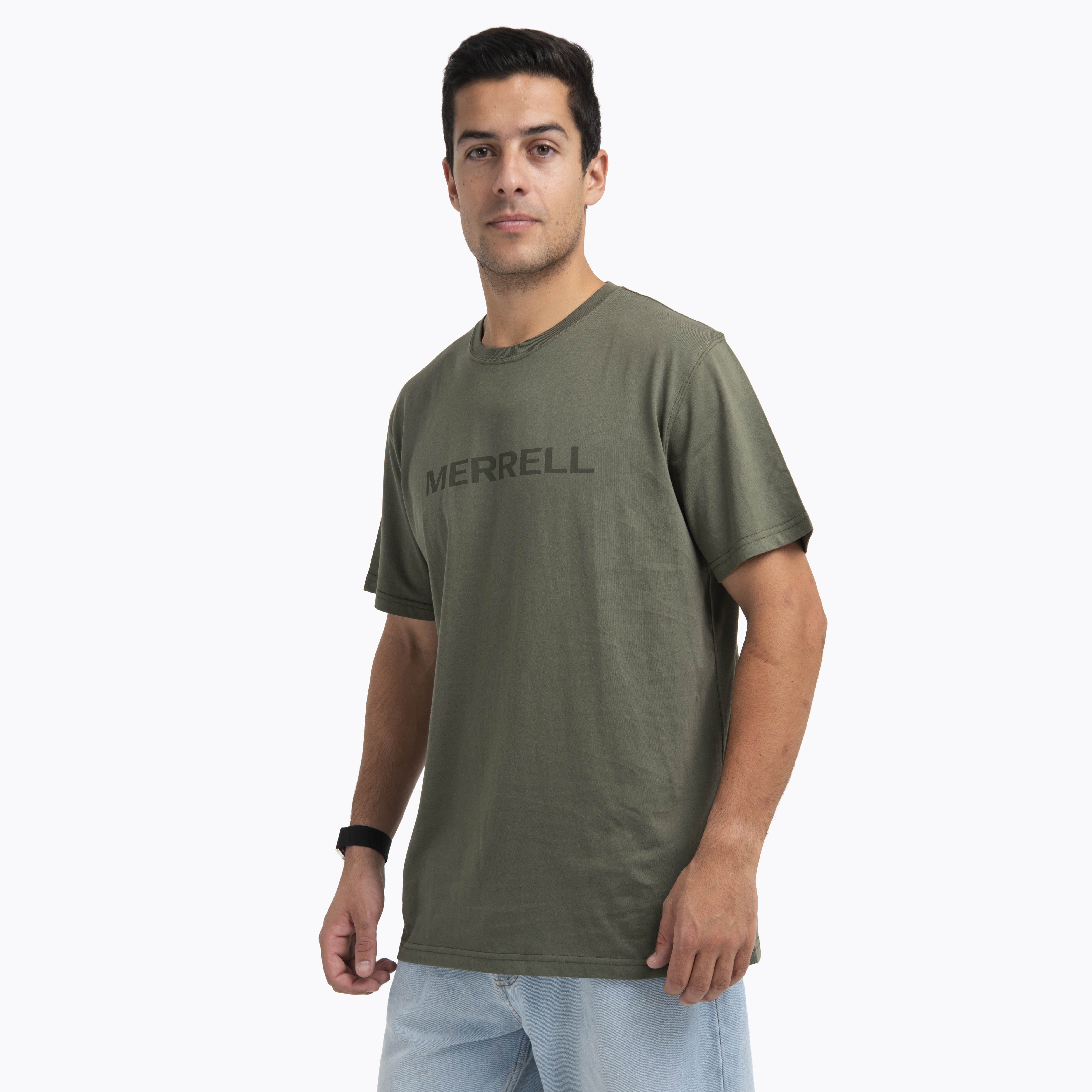 Polera Manga Corta Hombre Logo Tee Verde Merrell