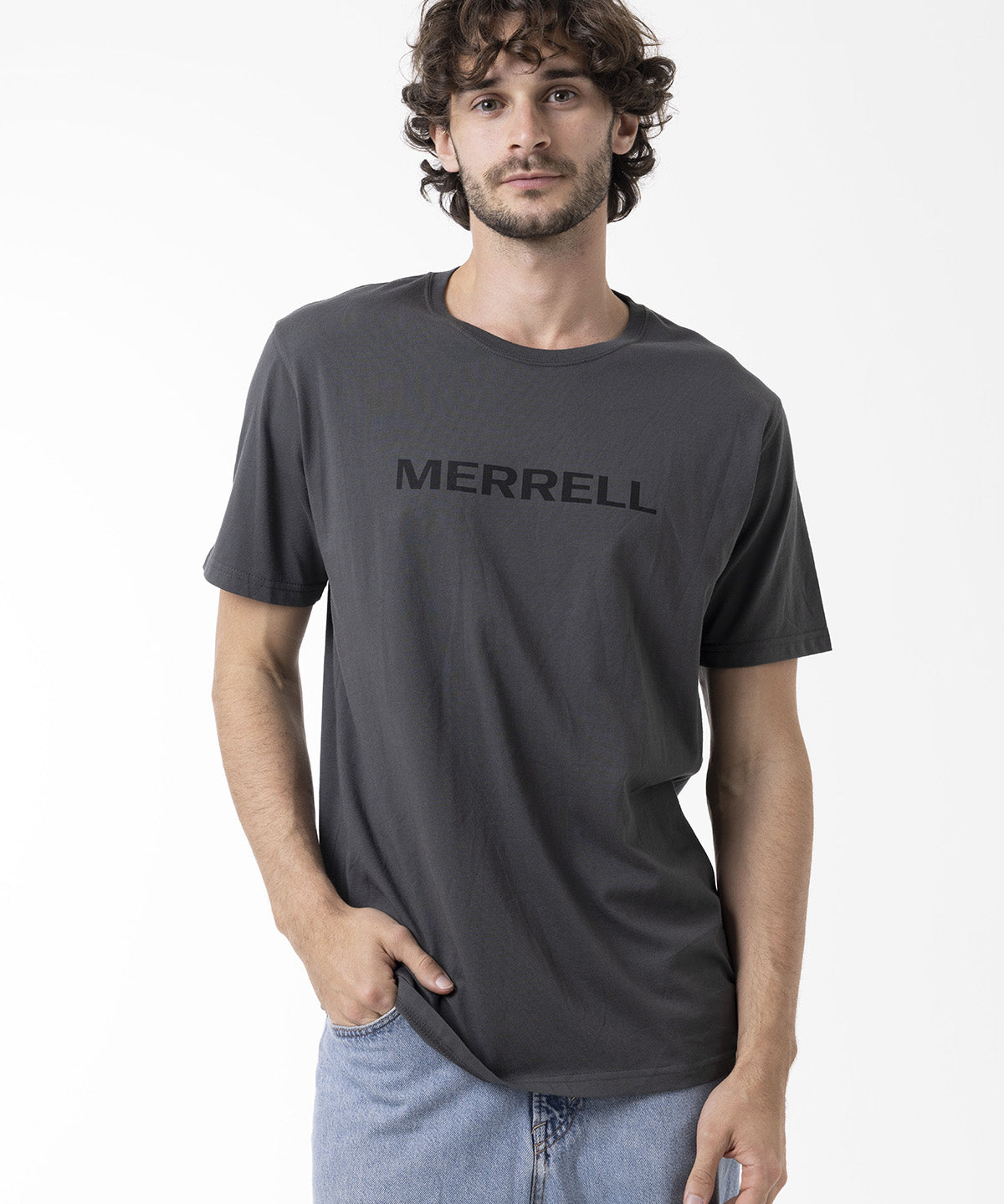 Polera Manga Corta Hombre Logo Tee Gris Oscuro Merrell