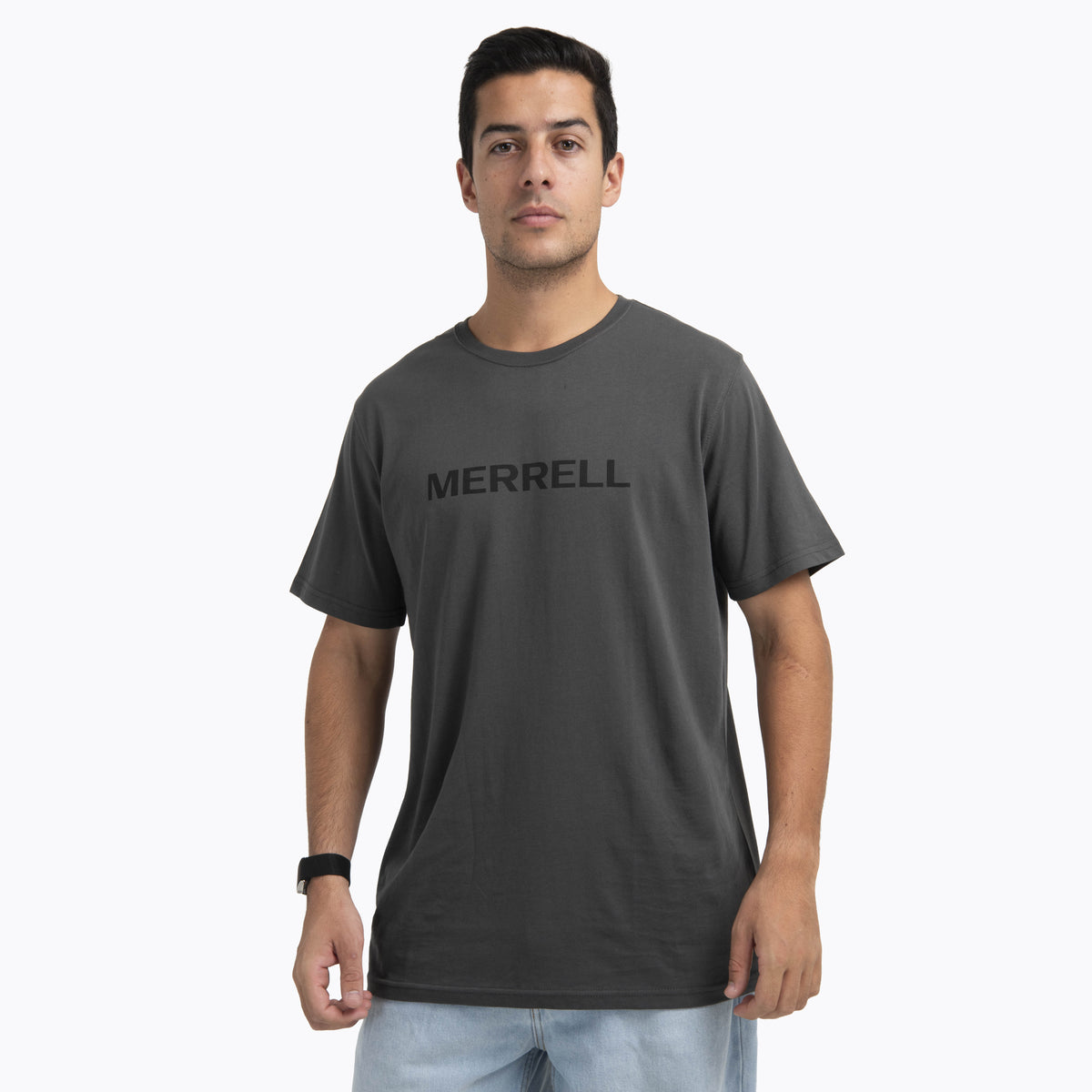 Polera Manga Corta Hombre Logo Tee Gris Oscuro Merrell