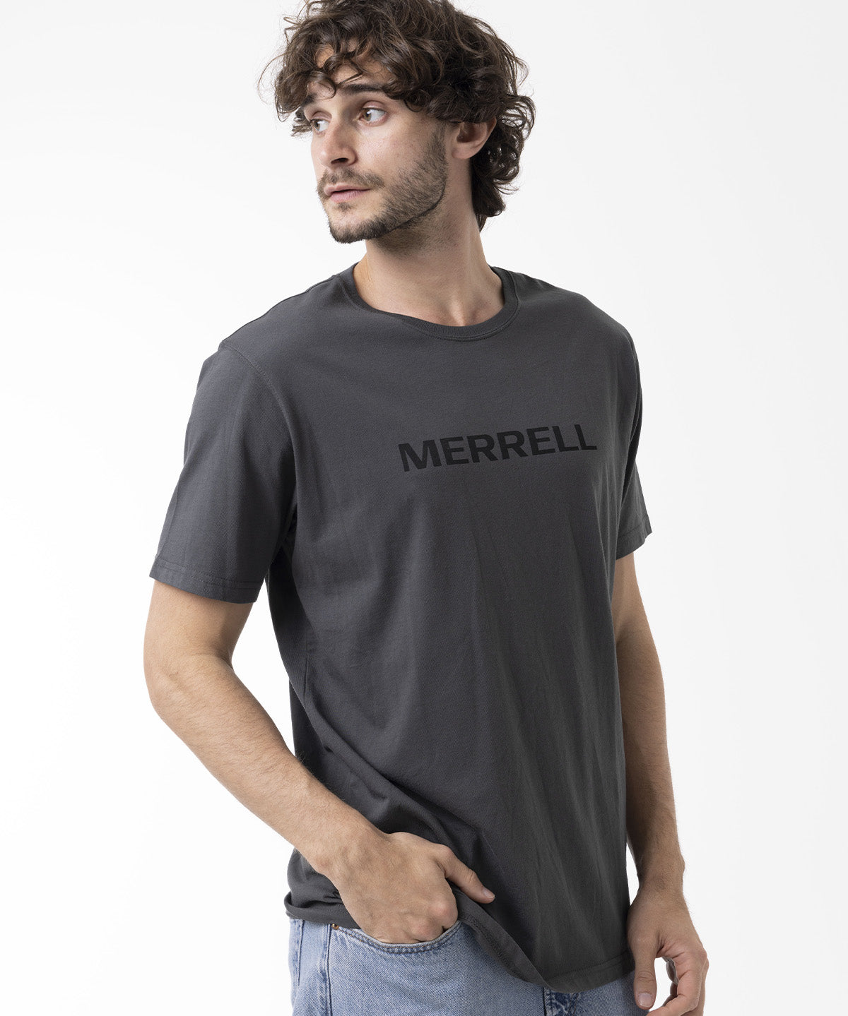 Polera Manga Corta Hombre Logo Tee Gris Oscuro Merrell