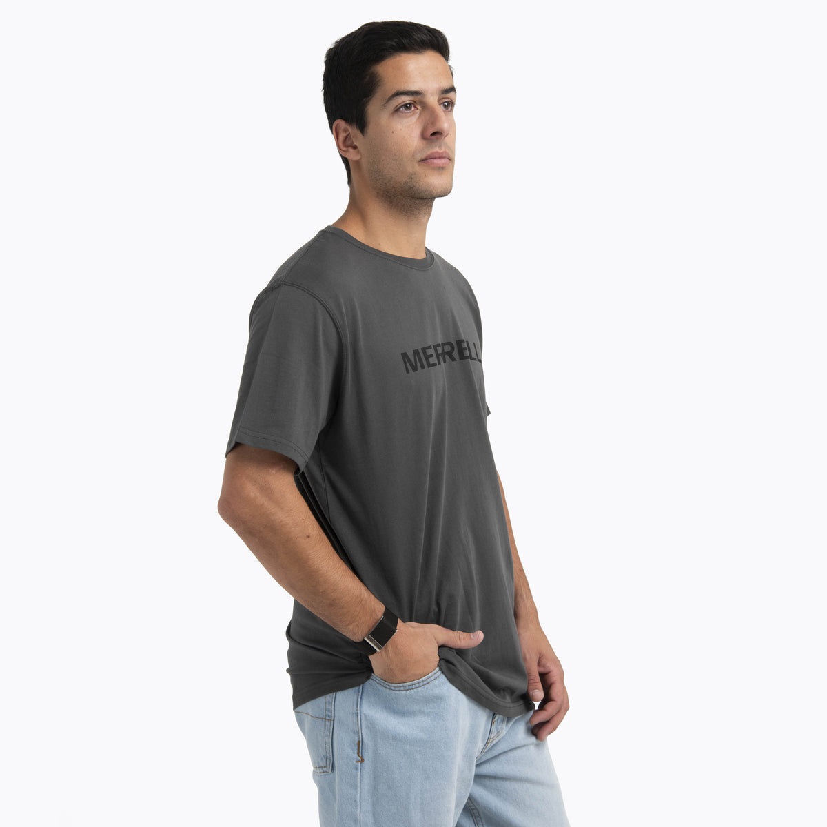 Polera Manga Corta Hombre Logo Tee Gris Oscuro Merrell