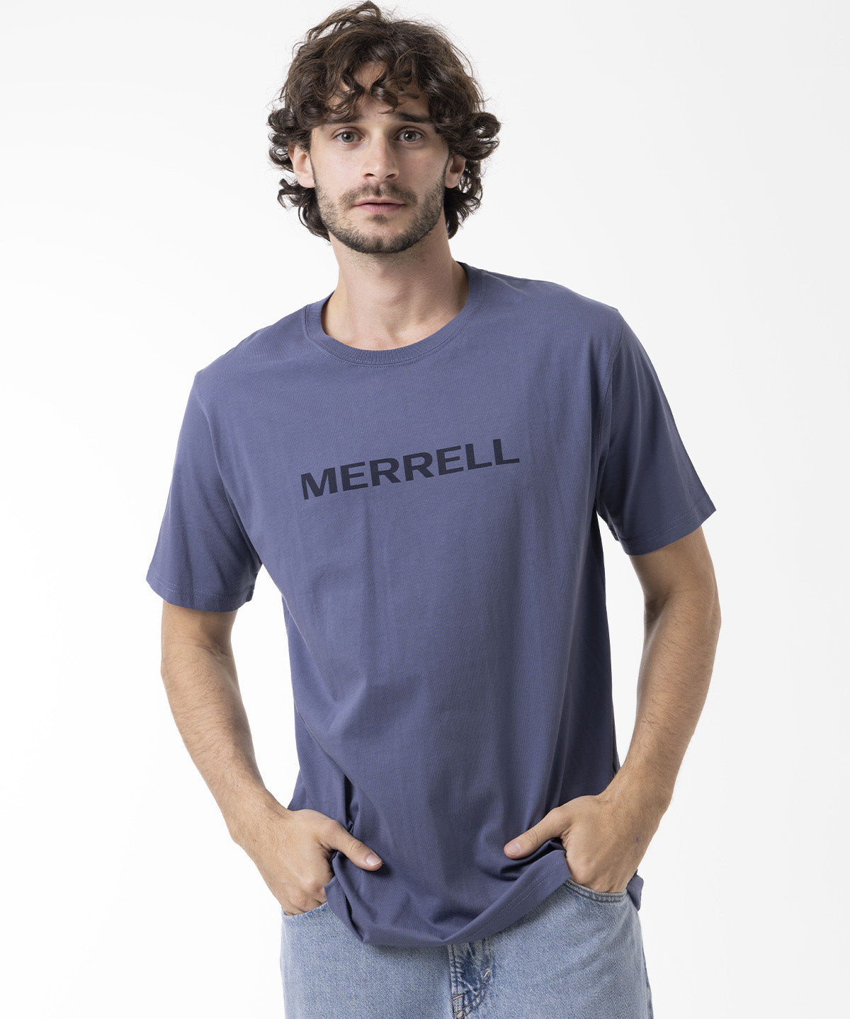 Polera Manga Corta Hombre Logo Tee Azul Merrell