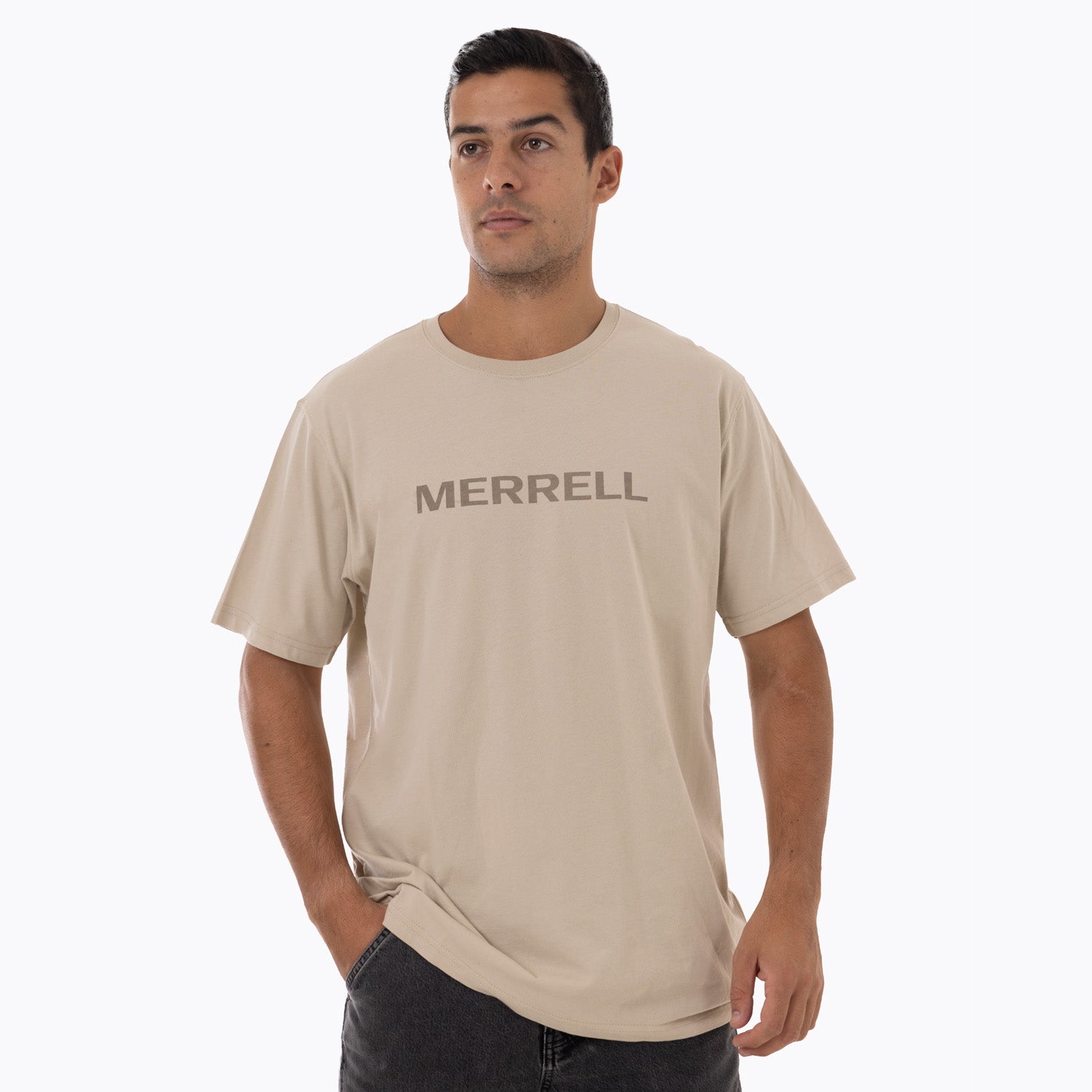 Polera Manga Corta Hombre Logo Tee Beige Merrell
