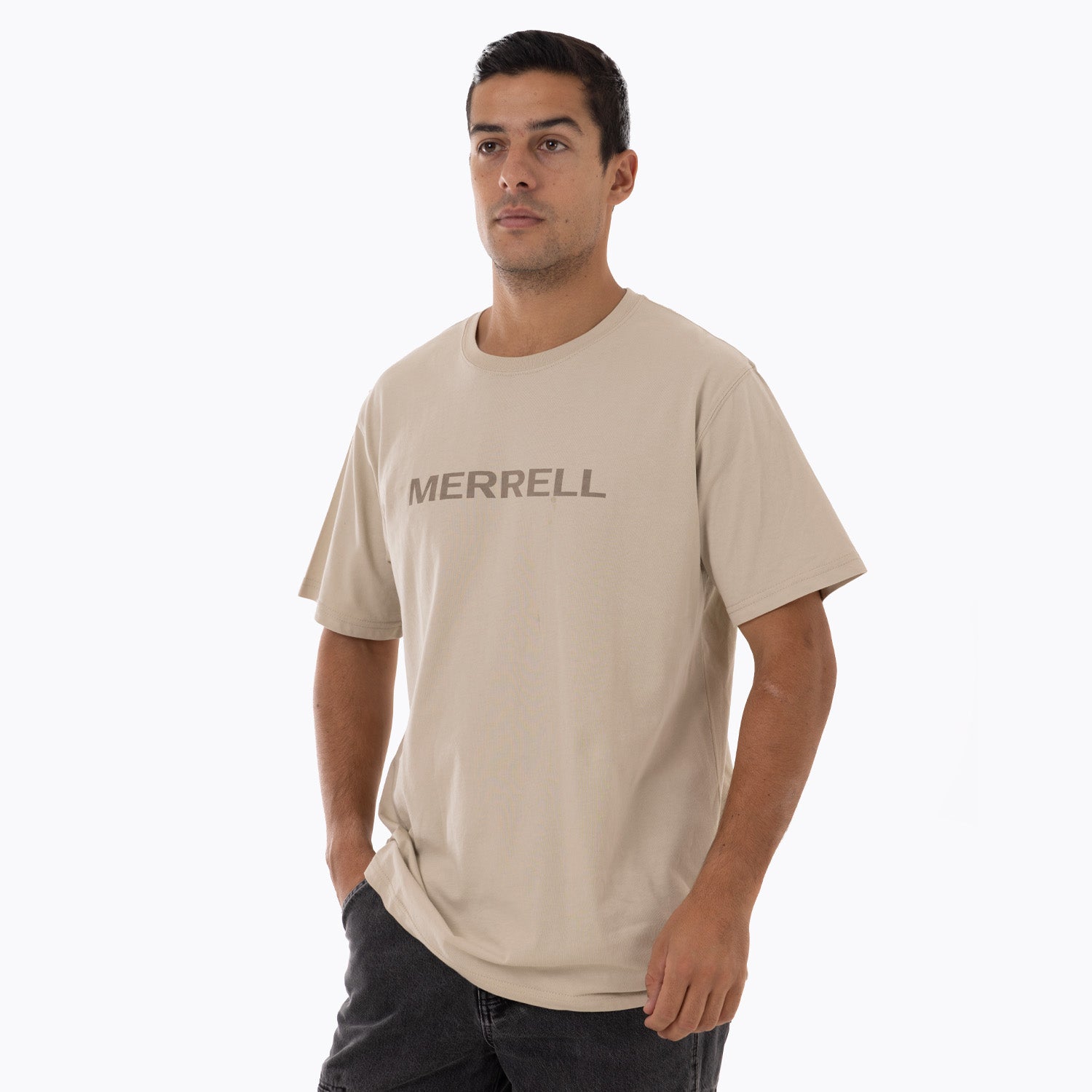 Polera Manga Corta Hombre Logo Tee Beige Merrell
