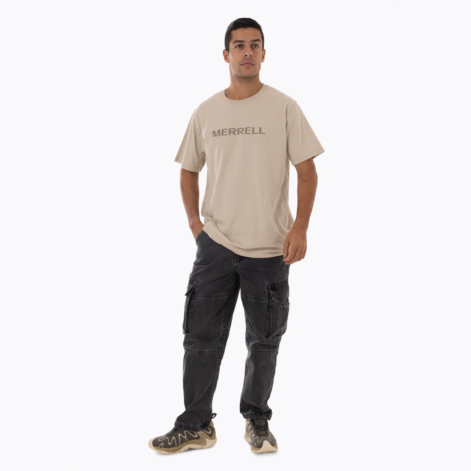 Polera Manga Corta Hombre Logo Tee Beige Merrell