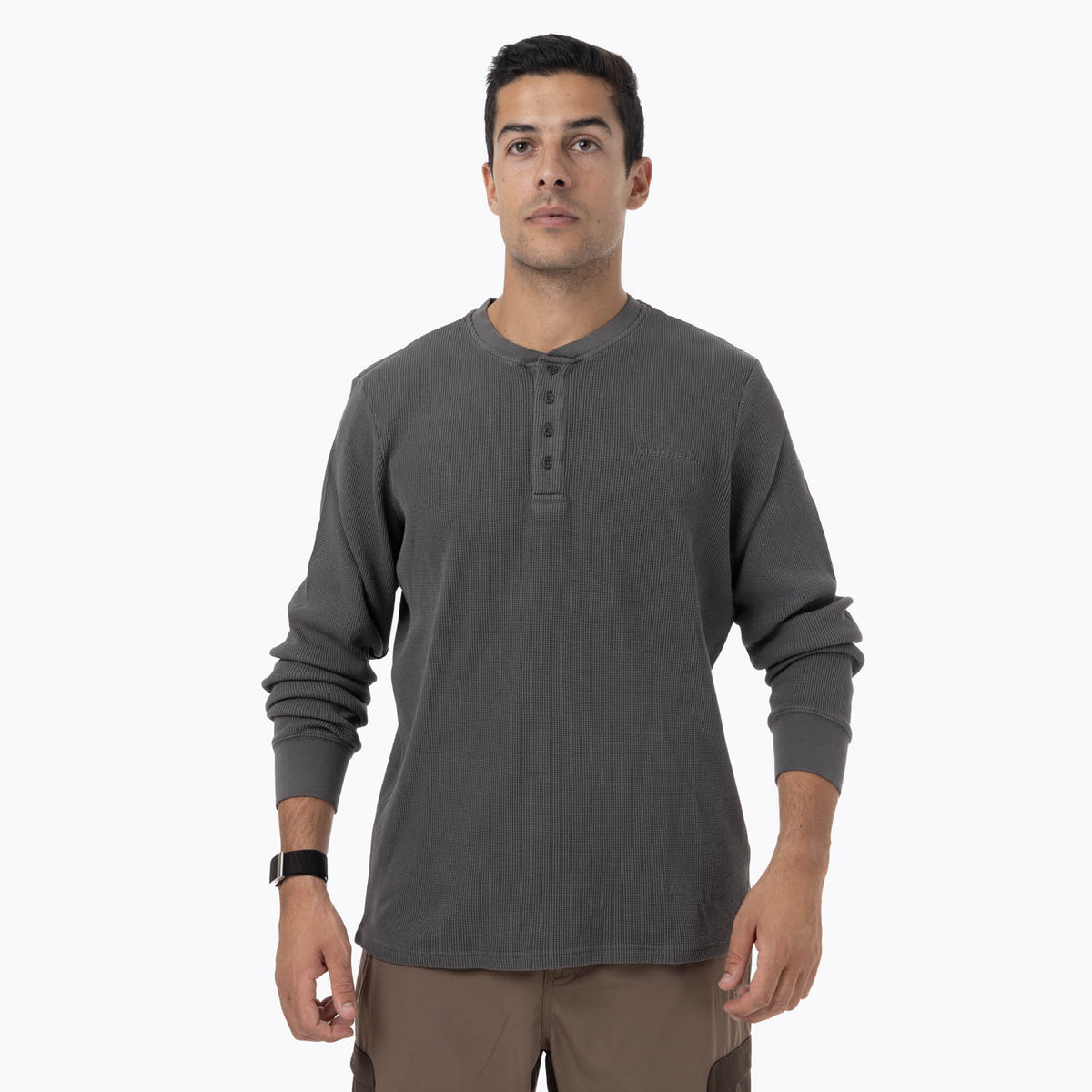 Polera Manga Larga Hombre Rapaces Gris Oscuro Merrell