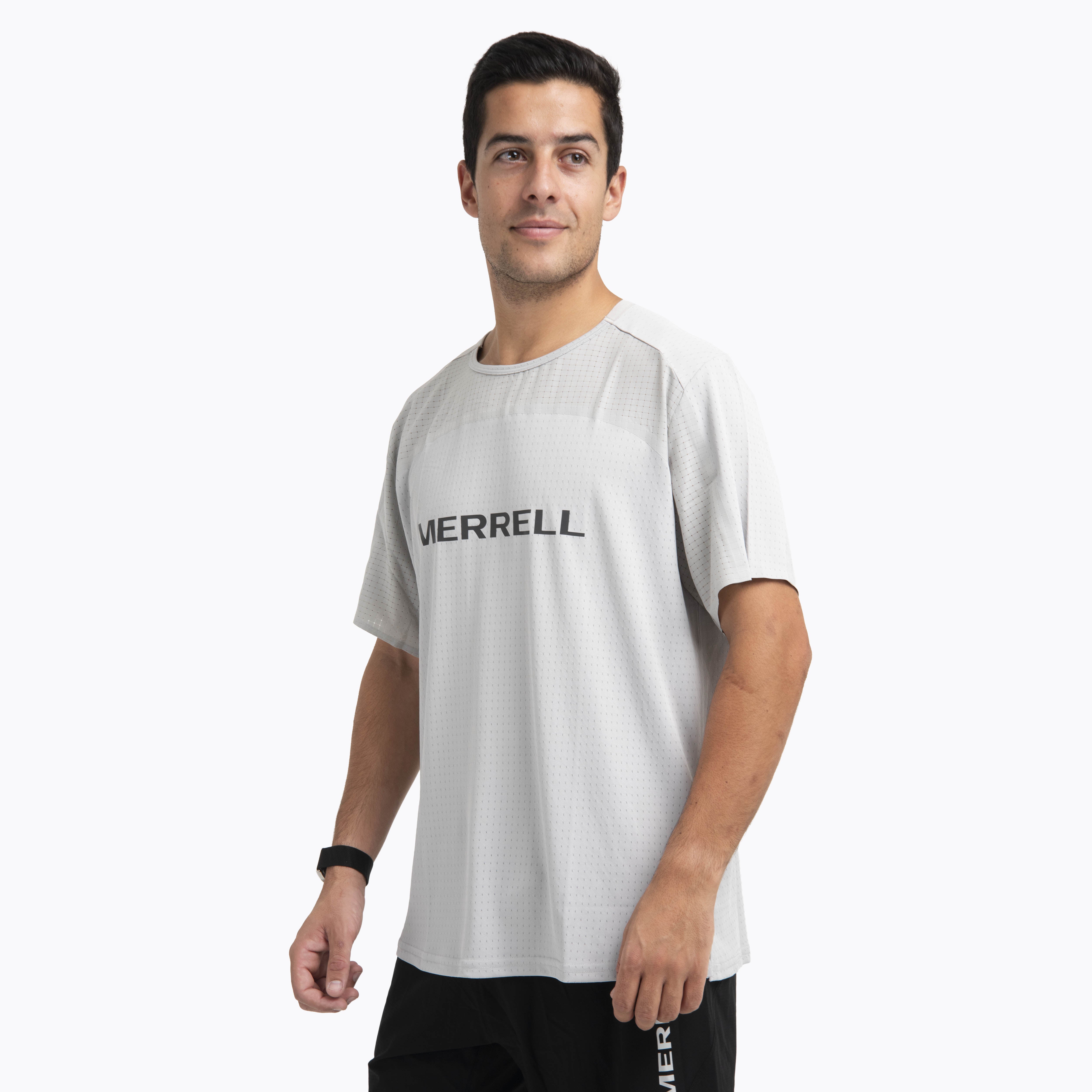 Polera Manga Corta Hombre Swift Trail Gris Oscuro Merrell